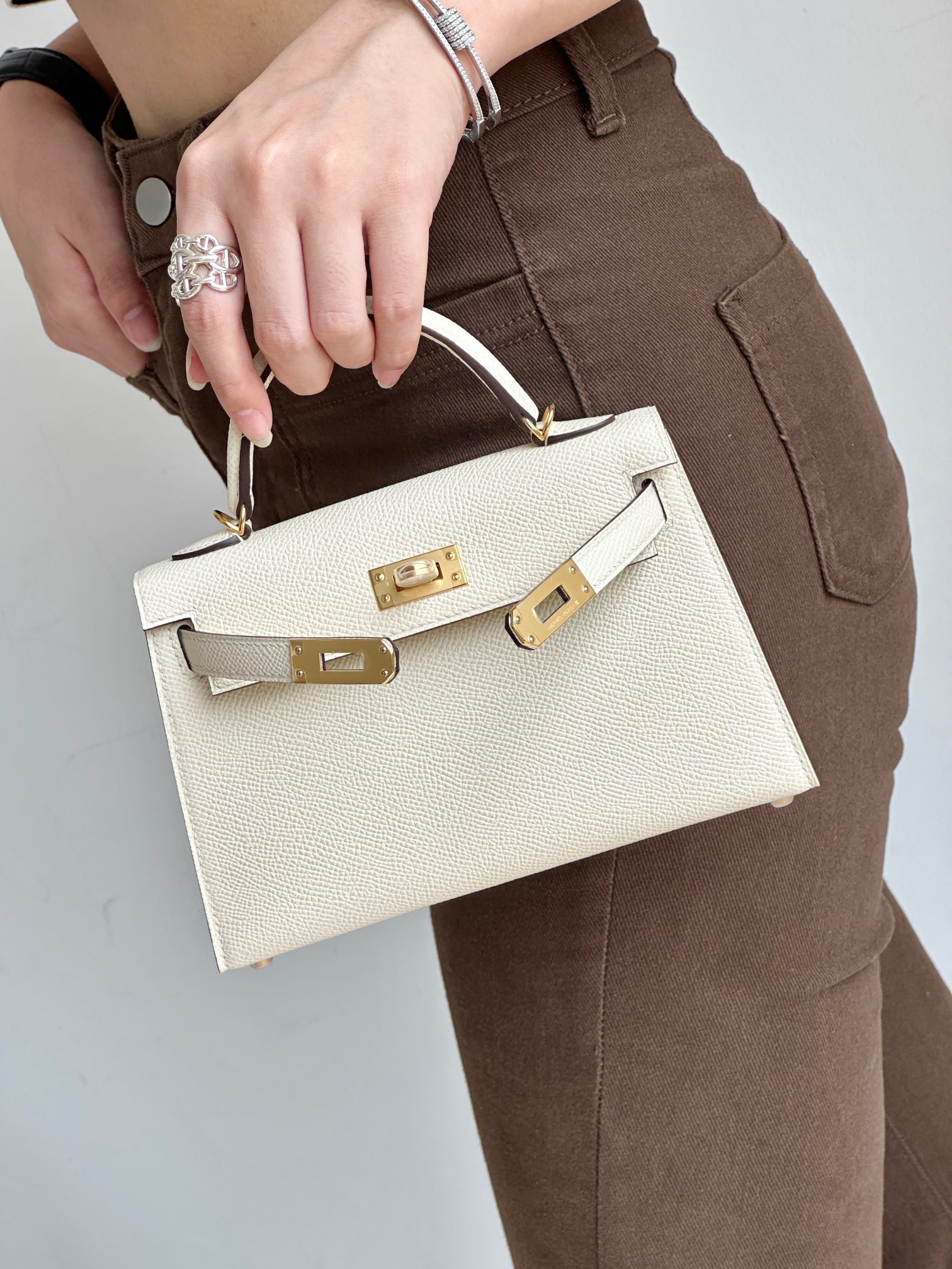 Hermes Mini Kelly #10 Craie Epsom