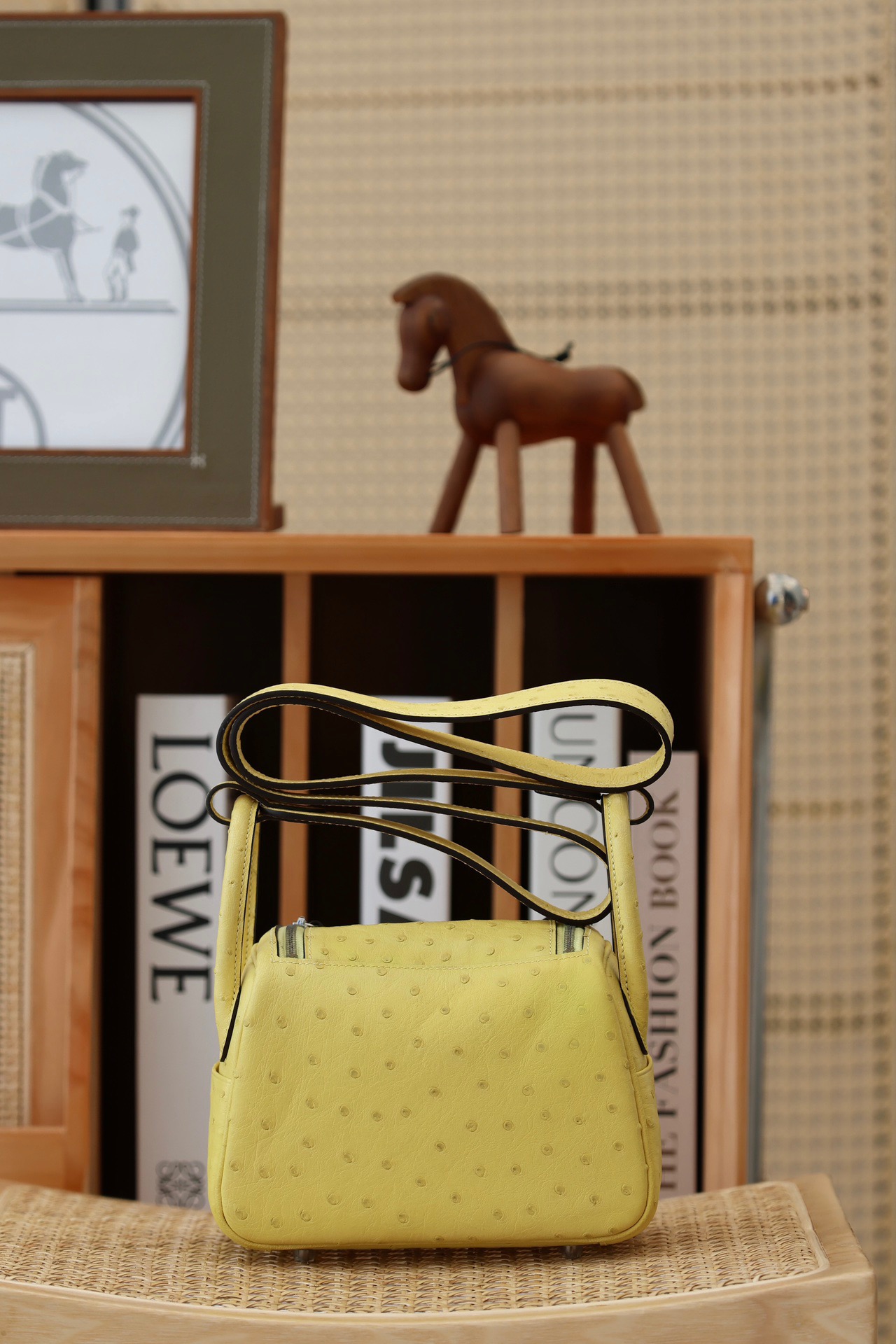Ostrich skin Hermes Lindy #1Z Jaune de naples19-26cm