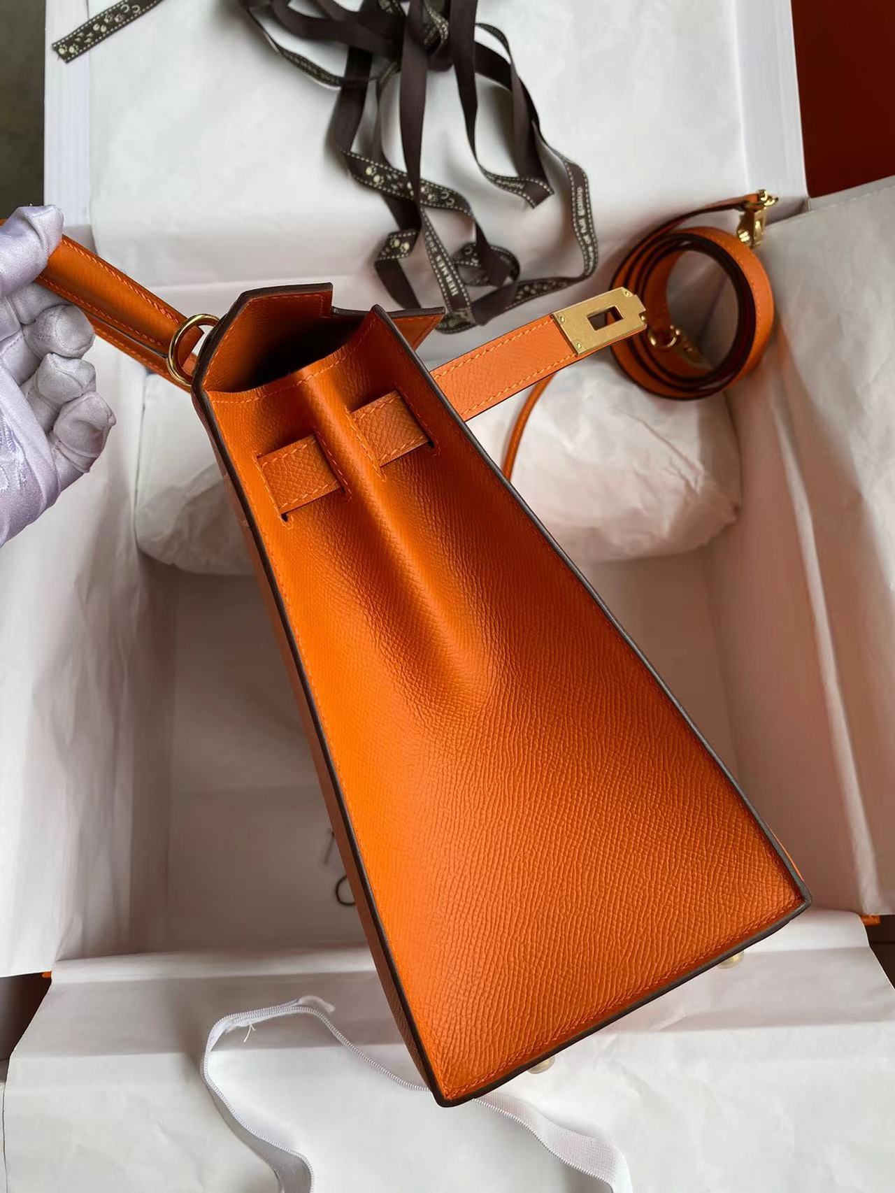 Hermes Kelly 25-28cm Epsom Orange