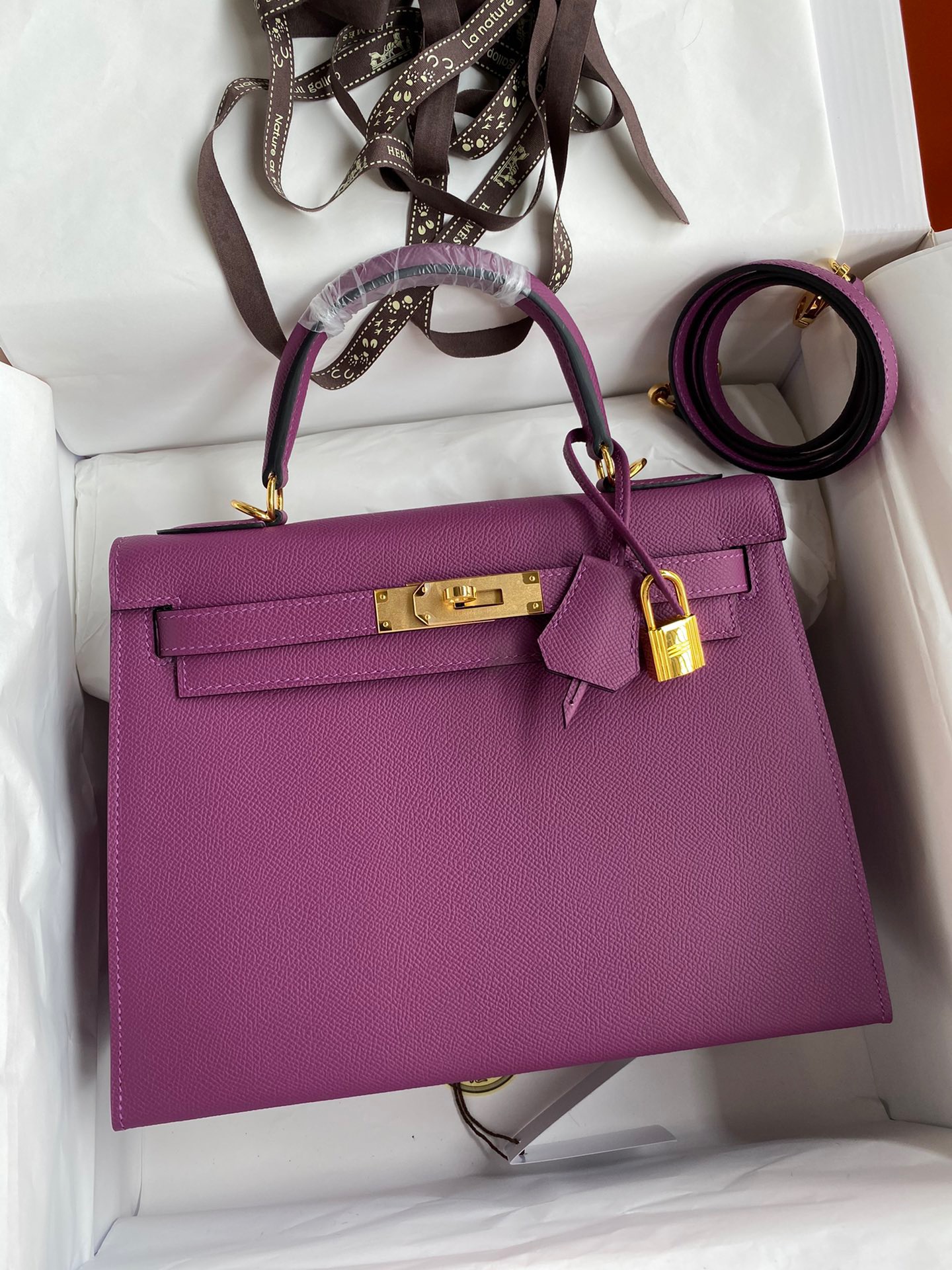 Hermes Kelly #P9 Anemone 25-28cm Epsom Sellier