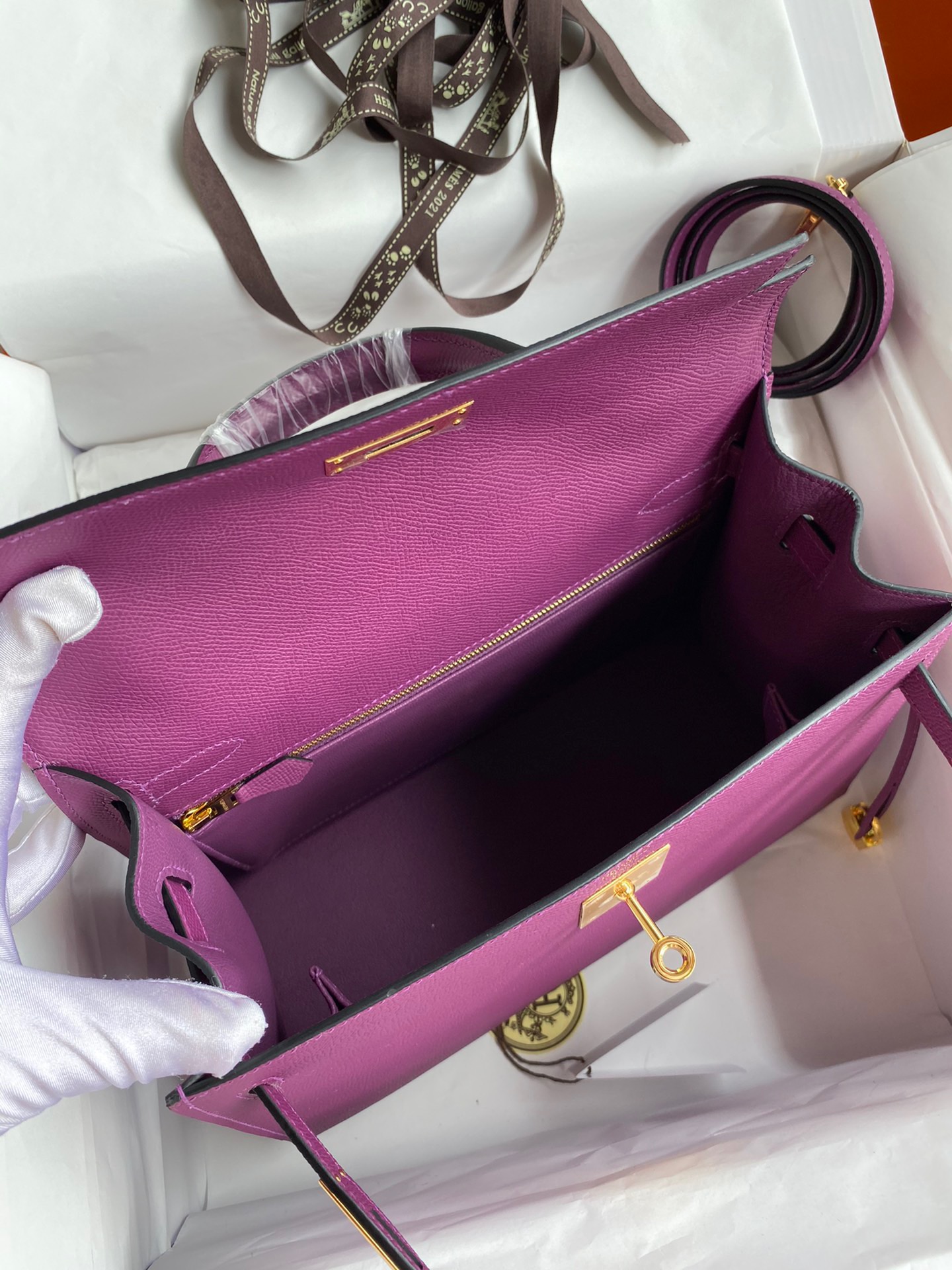 Hermes Kelly #P9 Anemone 25-28cm Epsom Sellier