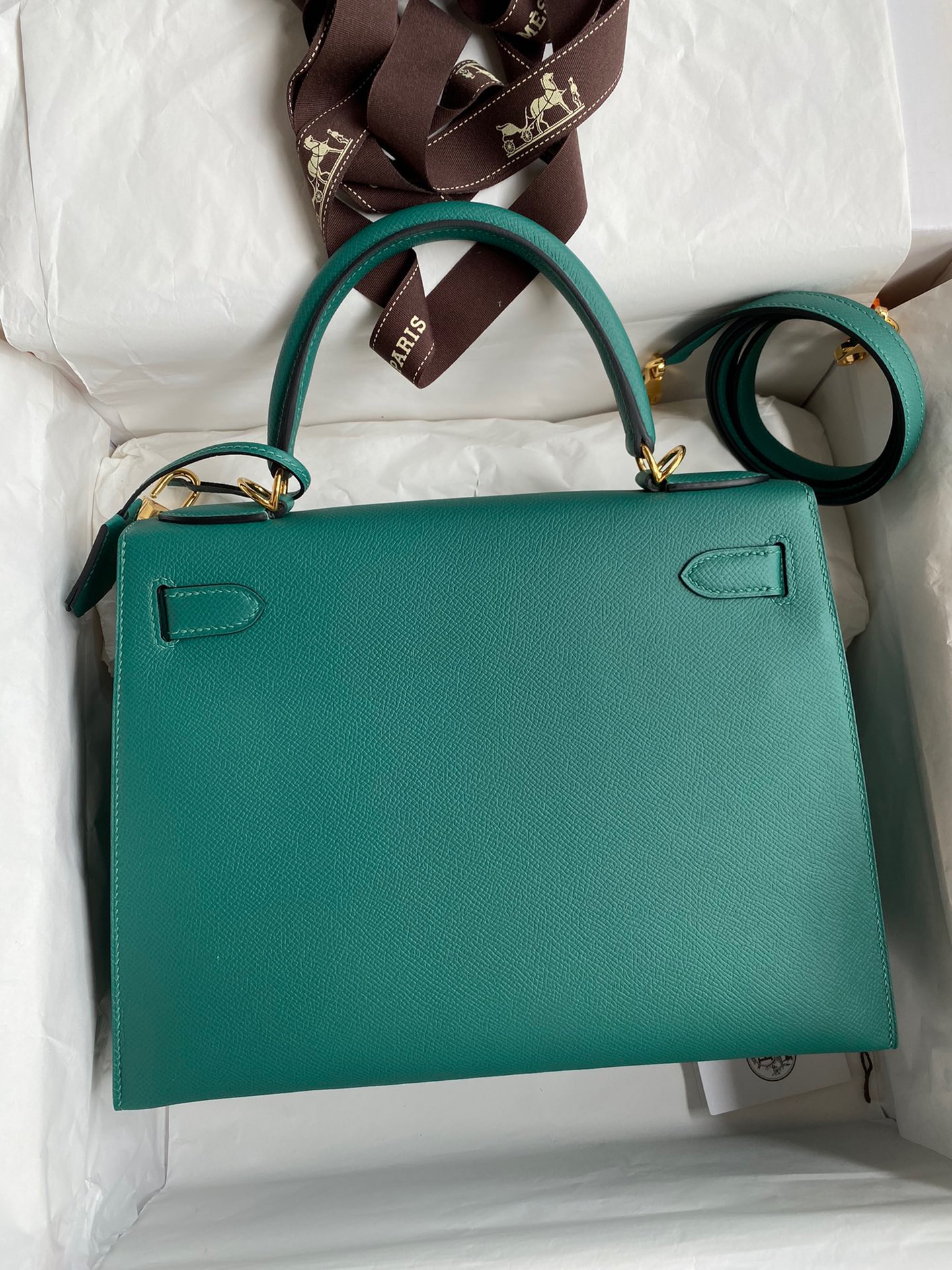 Hermes Kelly #Z6 Malachite 25-28cm Epsom Sellier