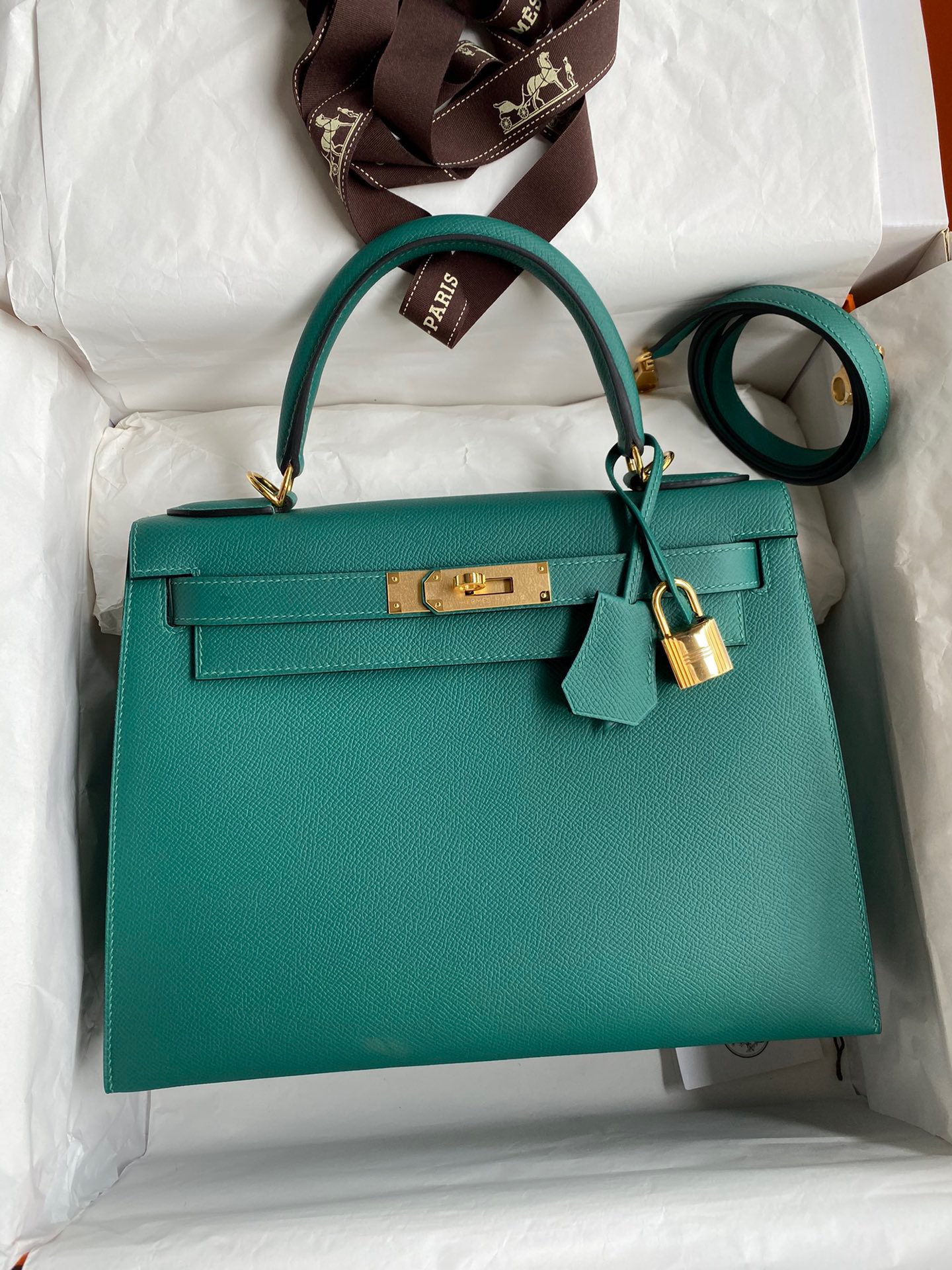 Hermes Kelly #Z6 Malachite 25-28cm Epsom Sellier