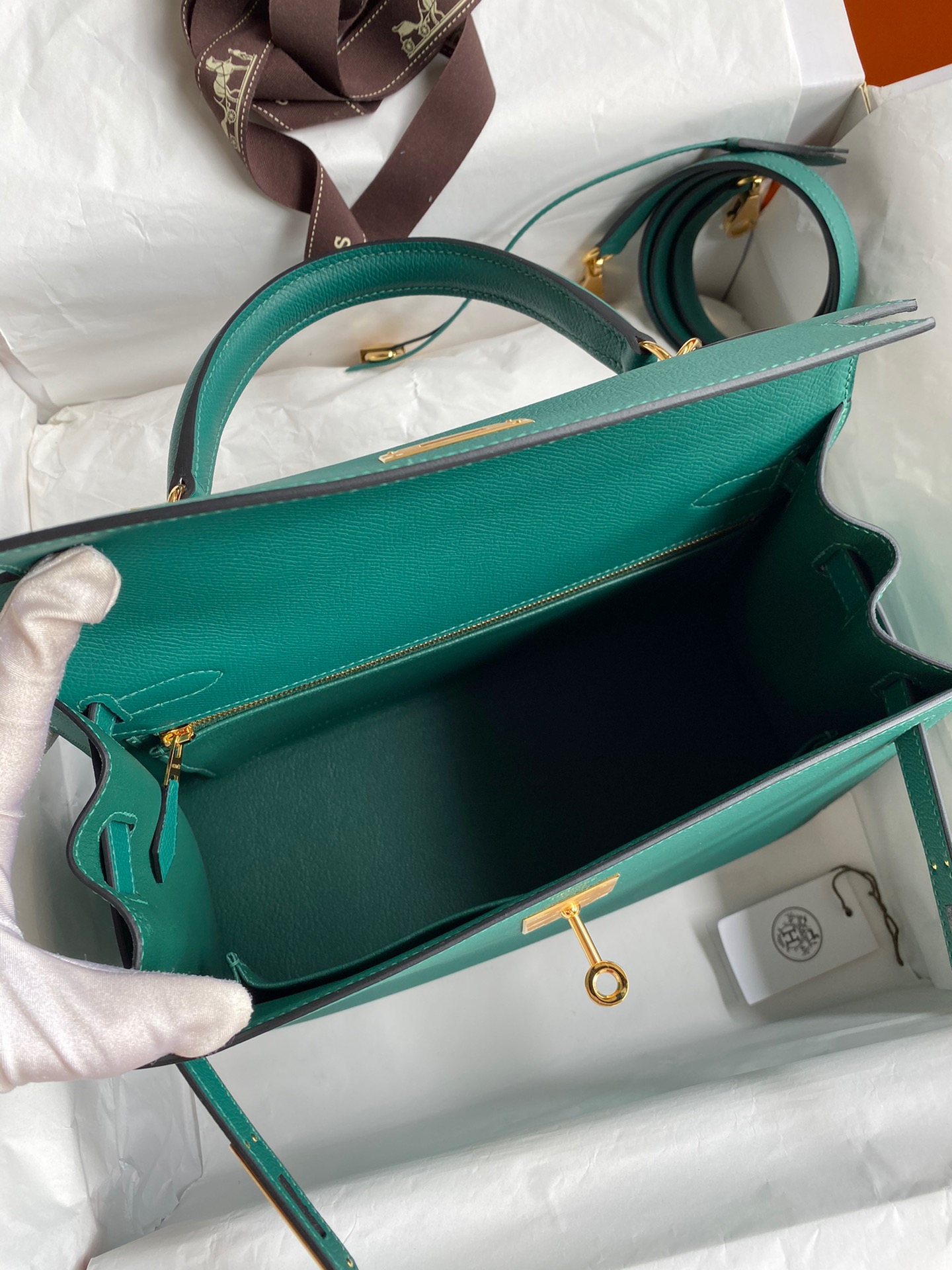 Hermes Kelly #Z6 Malachite 25-28cm Epsom Sellier