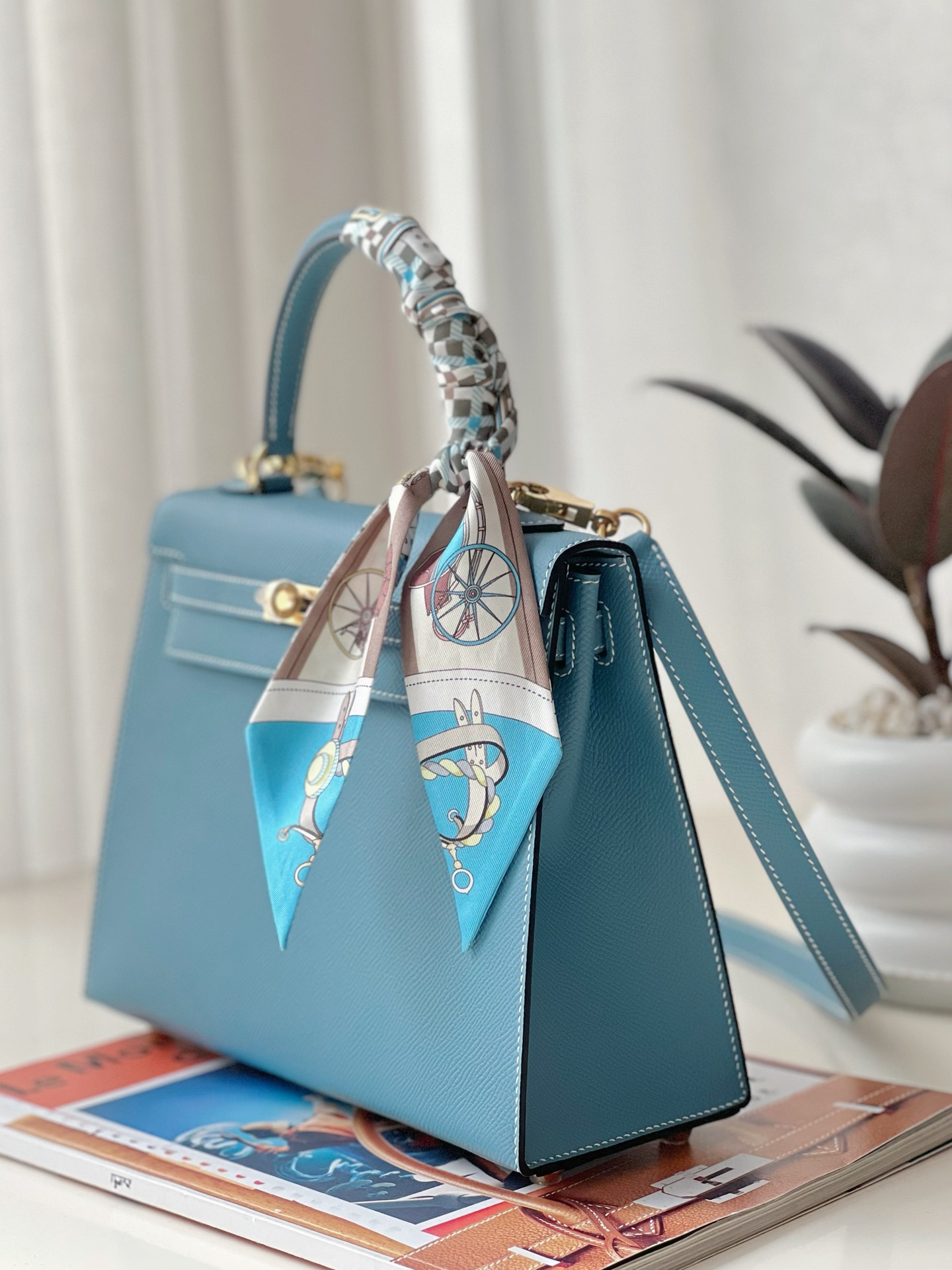 Hermes Kelly #D2 Blue Jean 25-28cm Epsom Selier