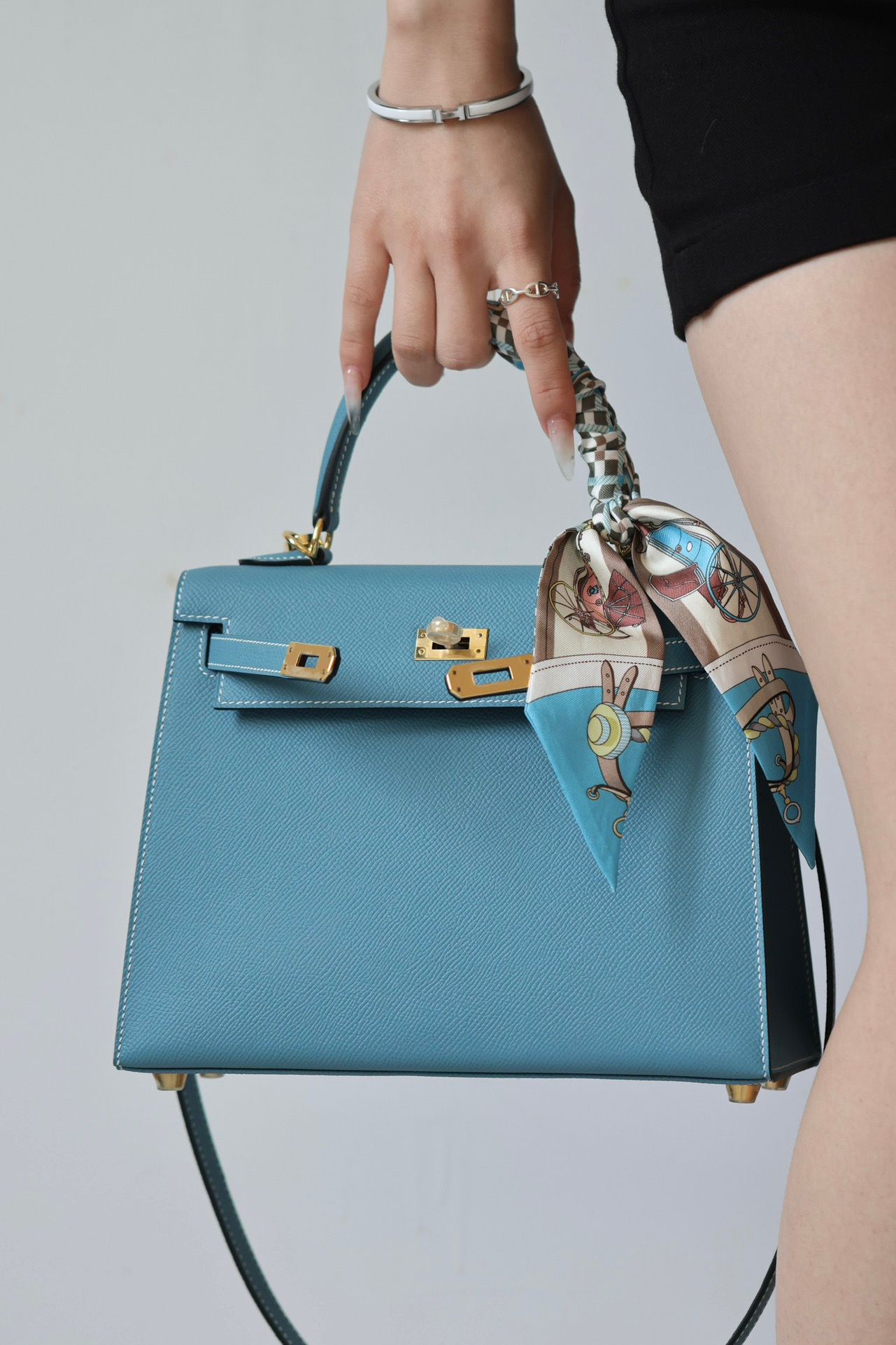 Hermes Kelly #D2 Blue Jean 25-28cm Epsom Selier