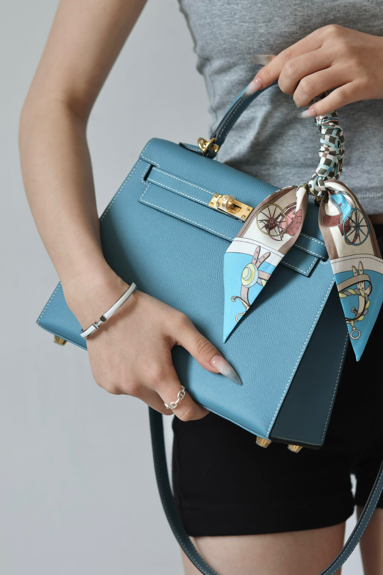 Hermes Kelly #D2 Blue Jean 25-28cm Epsom Selier