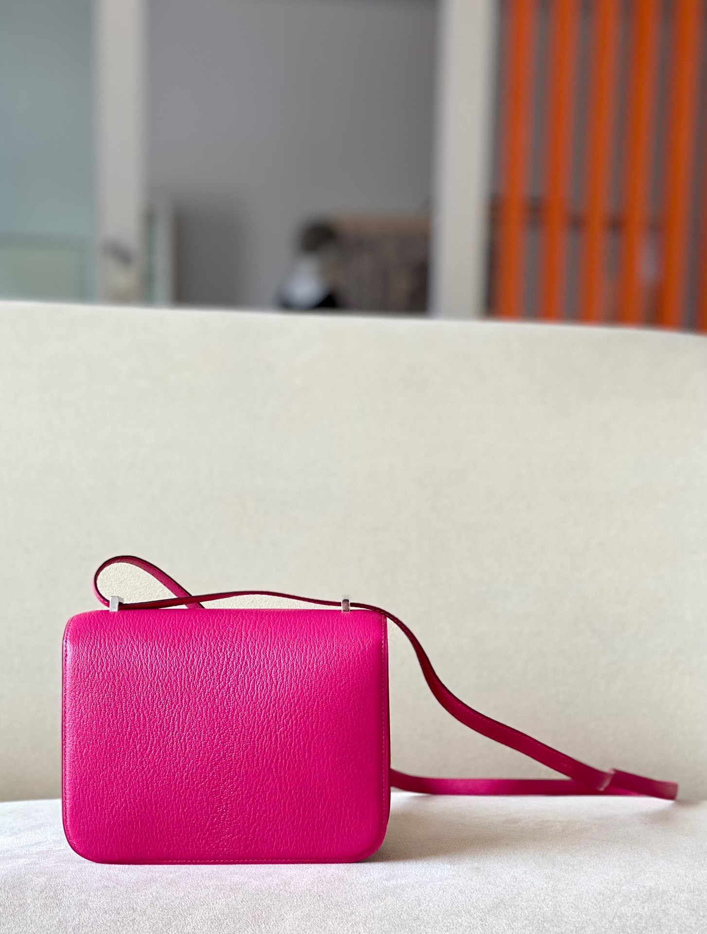 Hermes Constance ##E5 Rose tyrien 19-24cm Goatskin