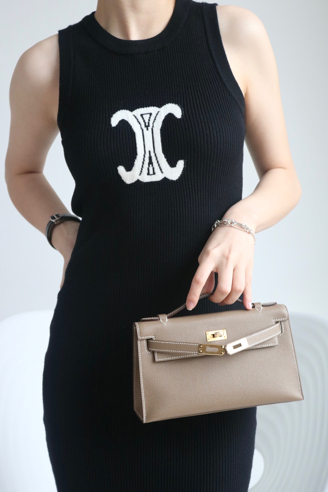 Hermes Kelly #19 Etoupe 22cm Epsom