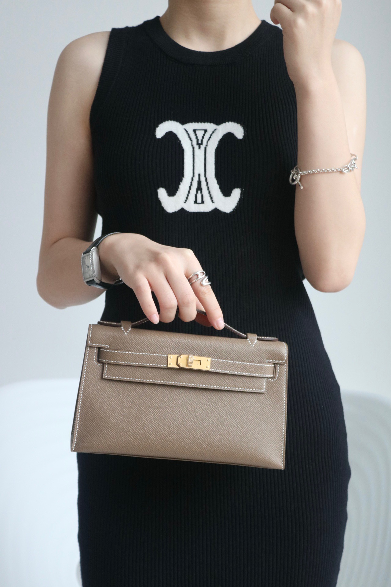 Hermes Kelly #19 Etoupe 22cm Epsom