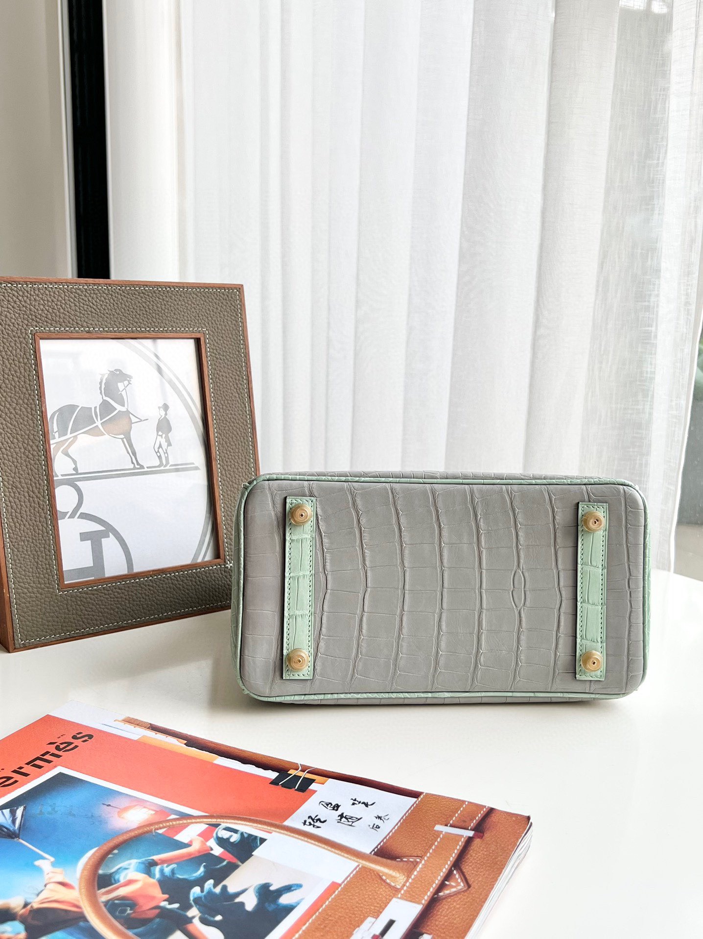 Crocodile leathercolor blocking Birkin 25-35cm