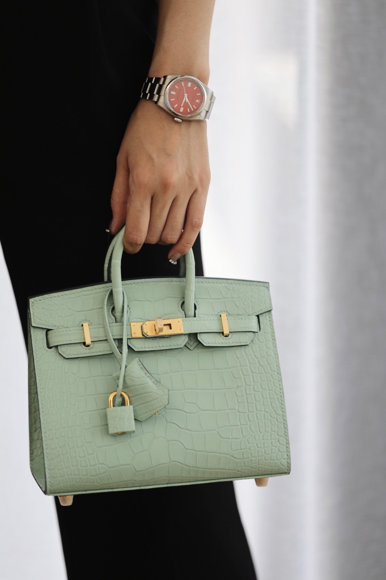 Crocodile leather #6U Vert d`Eau Birkin 25-30cm Sellier