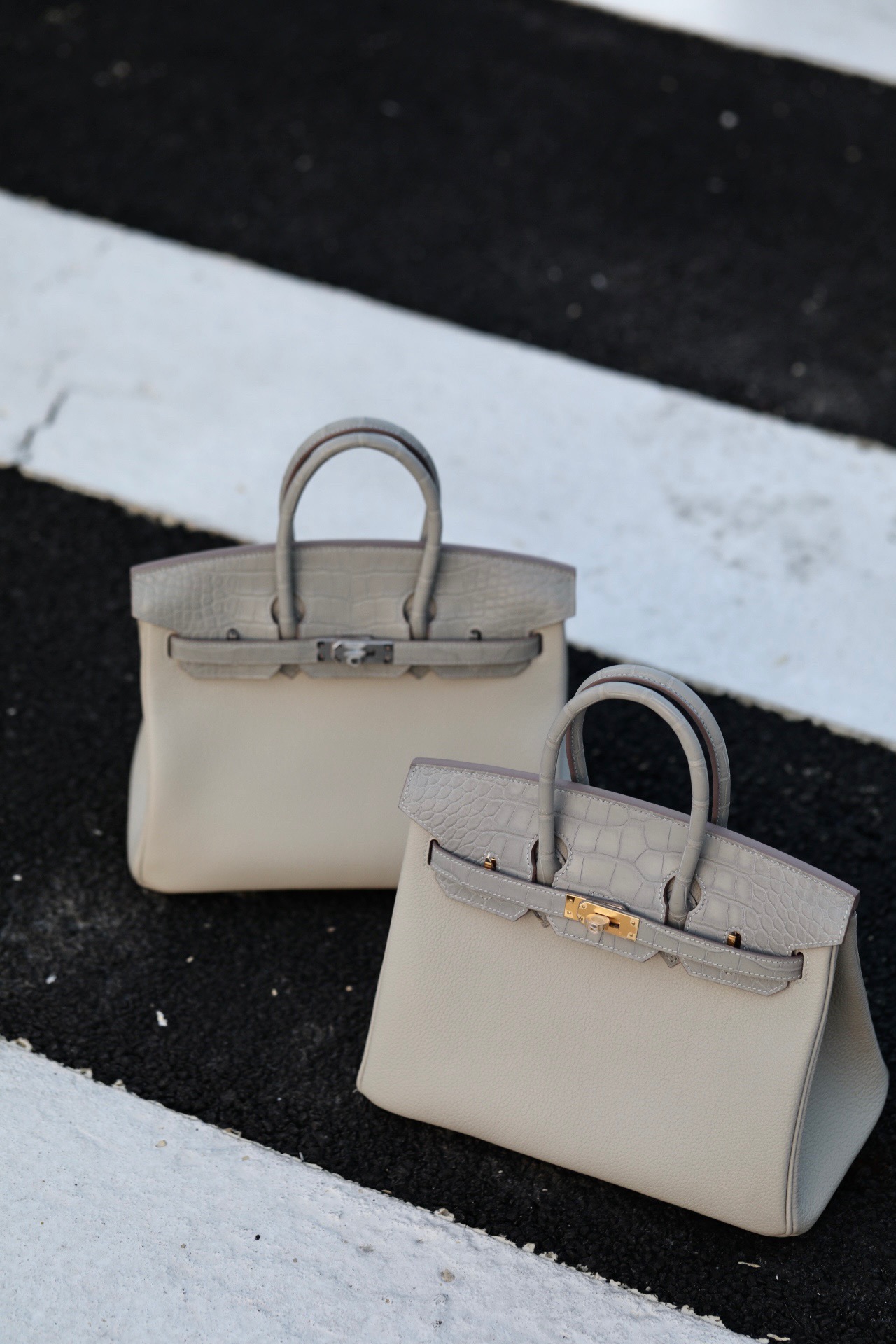 Crocodile leather touch  #0V Gris Ciment Birkin 25-35cm