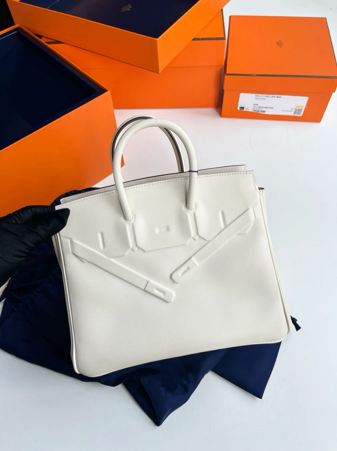 Hermes Shadow Birkin 25cm Switf White