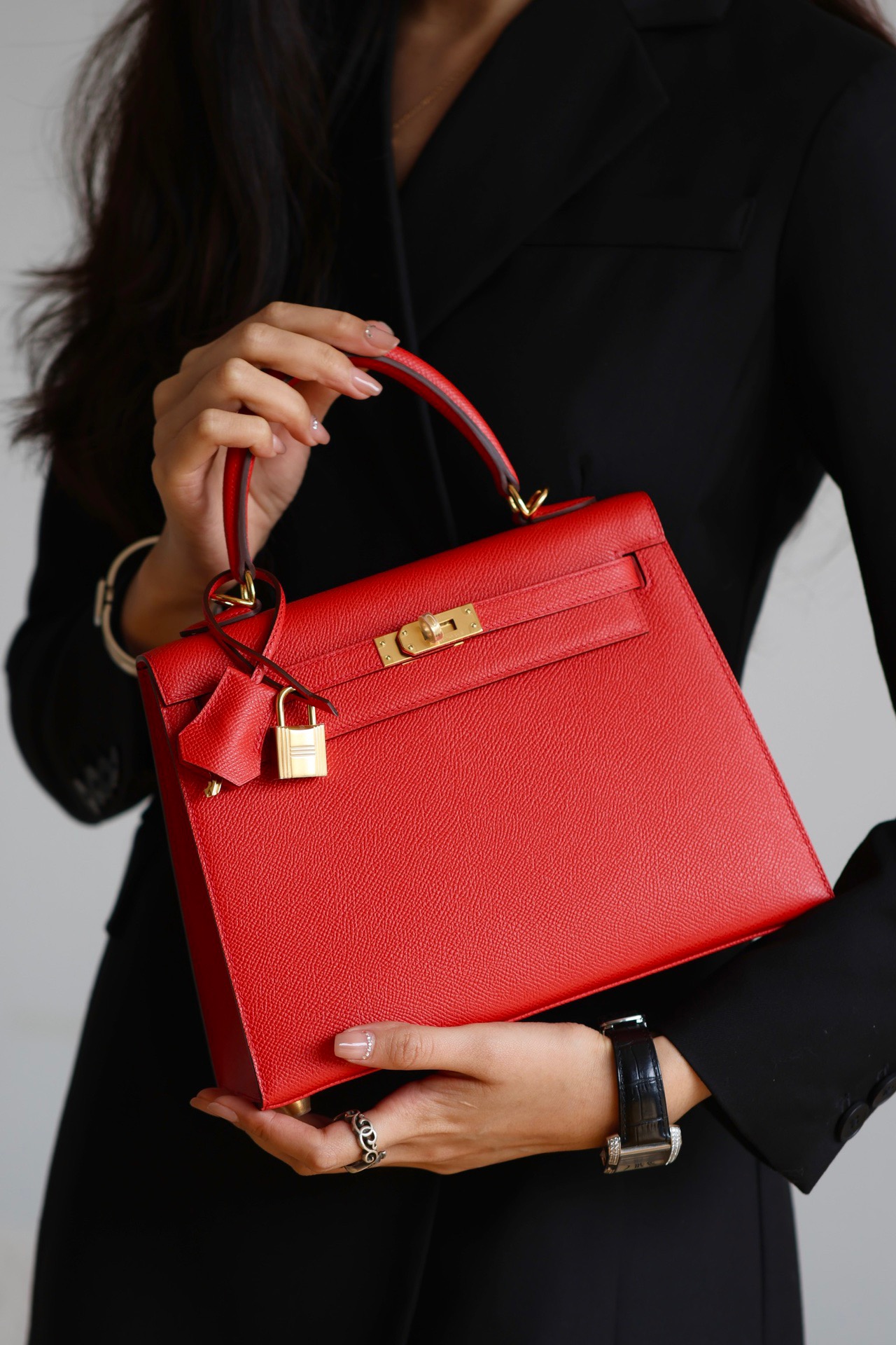 Hermes Kelly #S3 Rouge coeur 25-28cm Epsom