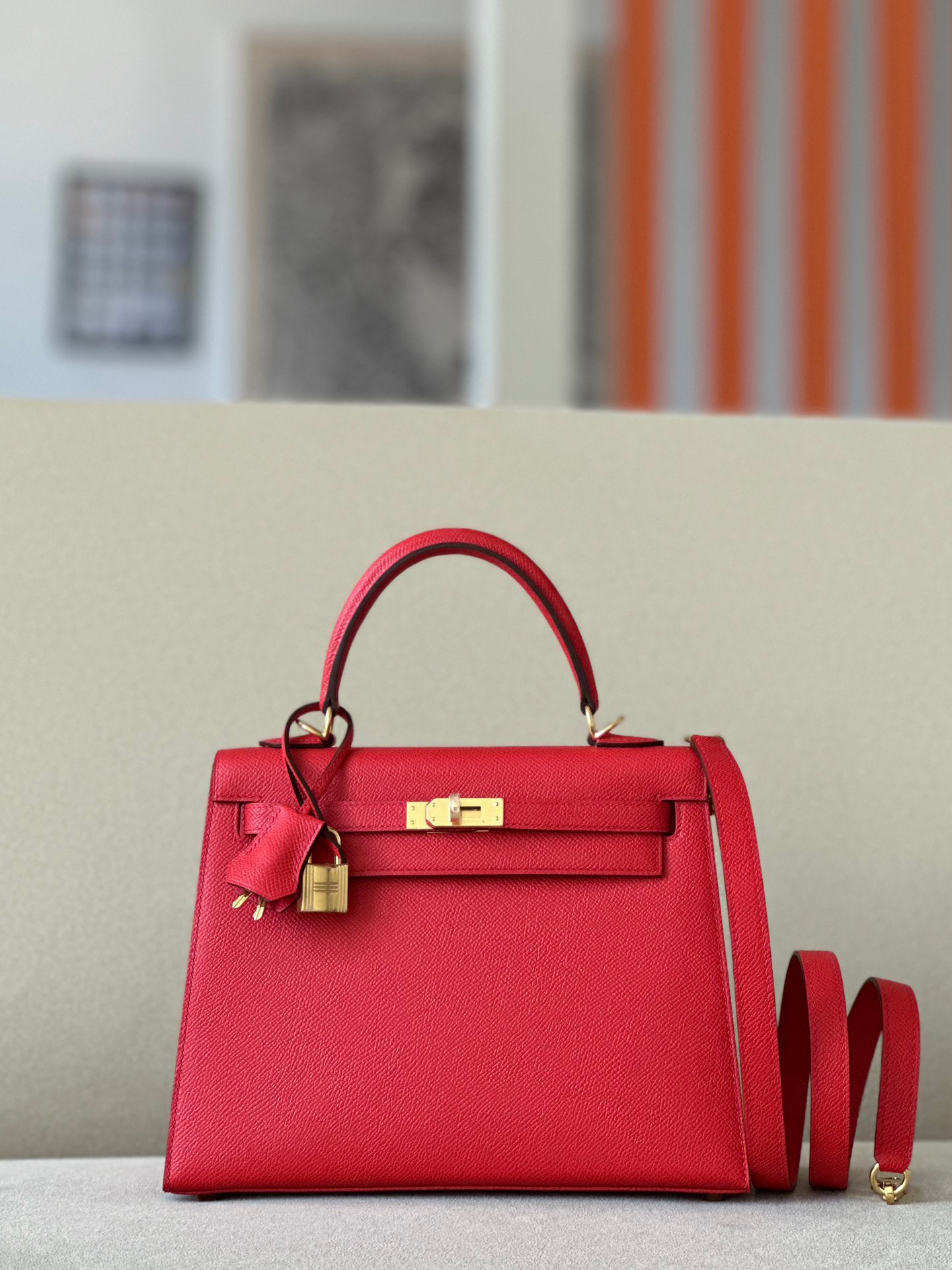 Hermes Kelly #S3 Rouge coeur 25-28cm Epsom