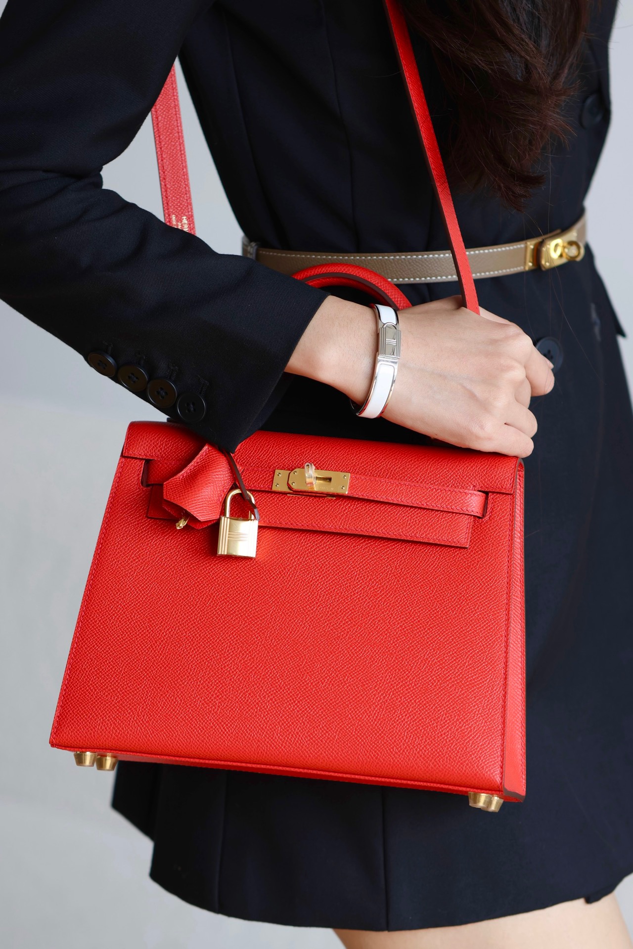 Hermes Kelly #S3 Rouge coeur 25-28cm Epsom