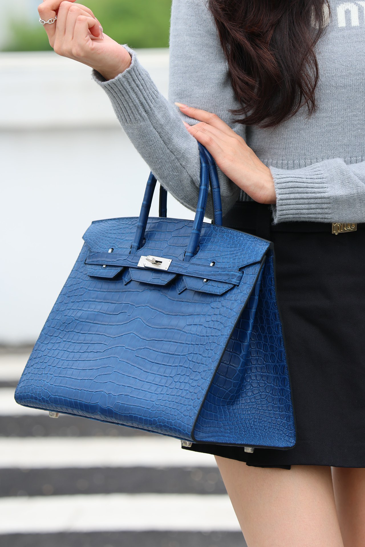 Crocodile leather #V17 Blue Zellige  Birkin 25-35cm