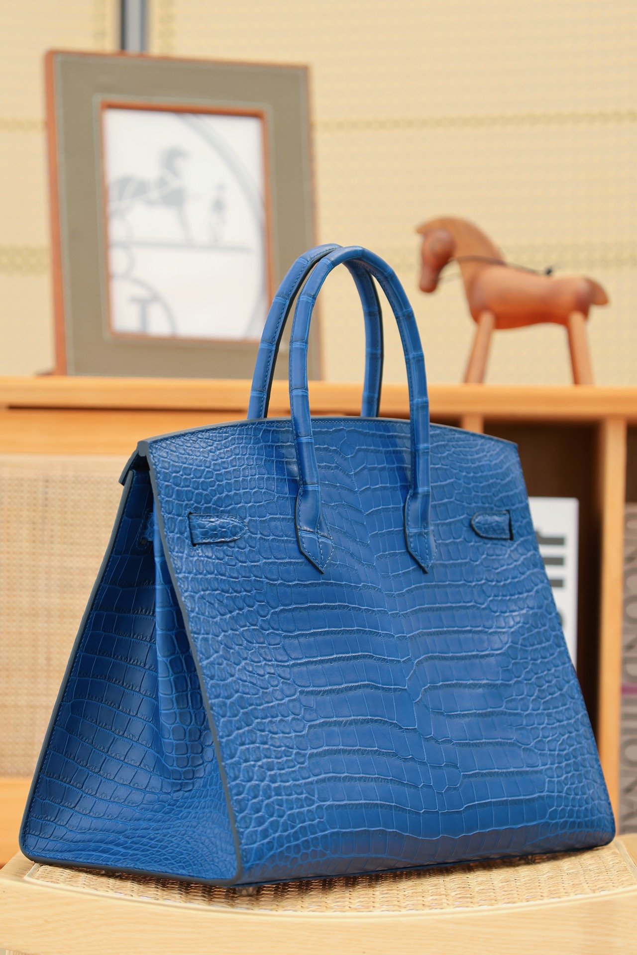 Crocodile leather #V17 Blue Zellige  Birkin 25-35cm
