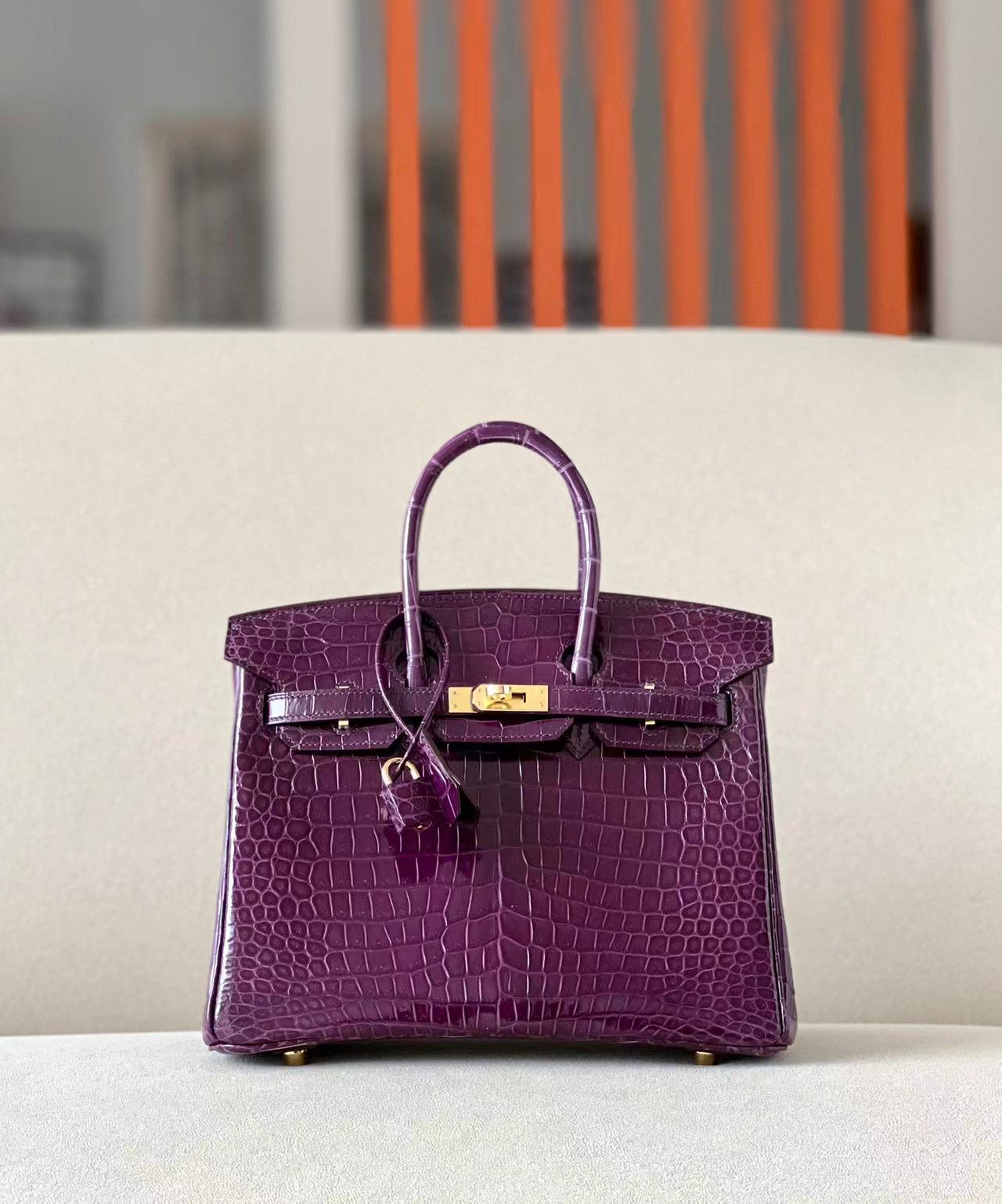 Crocodile leather #96 Amethyst  Birkin 25-30cm