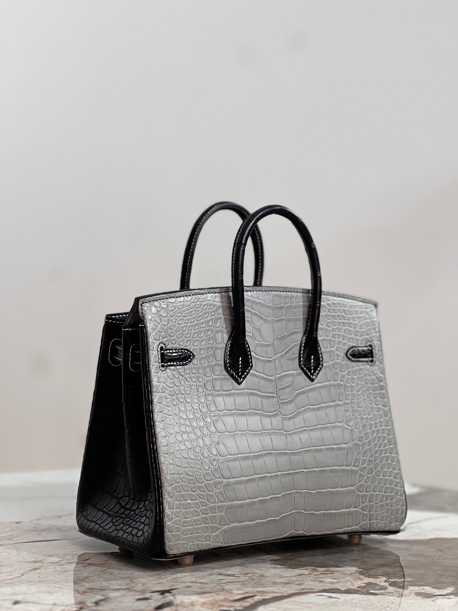 Crocodile leather color blocking Birkin 25-35cm