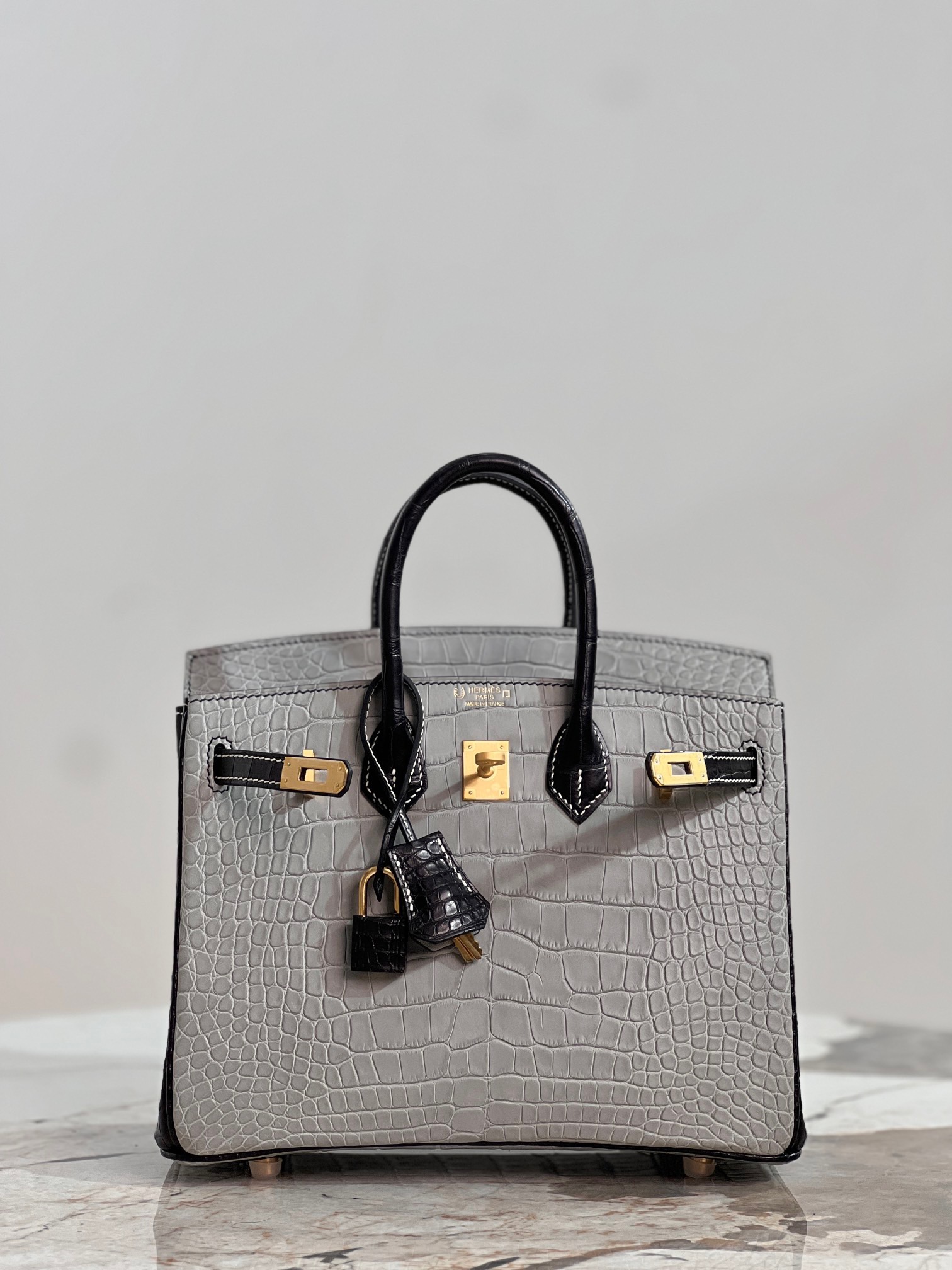 Crocodile leather color blocking Birkin 25-35cm