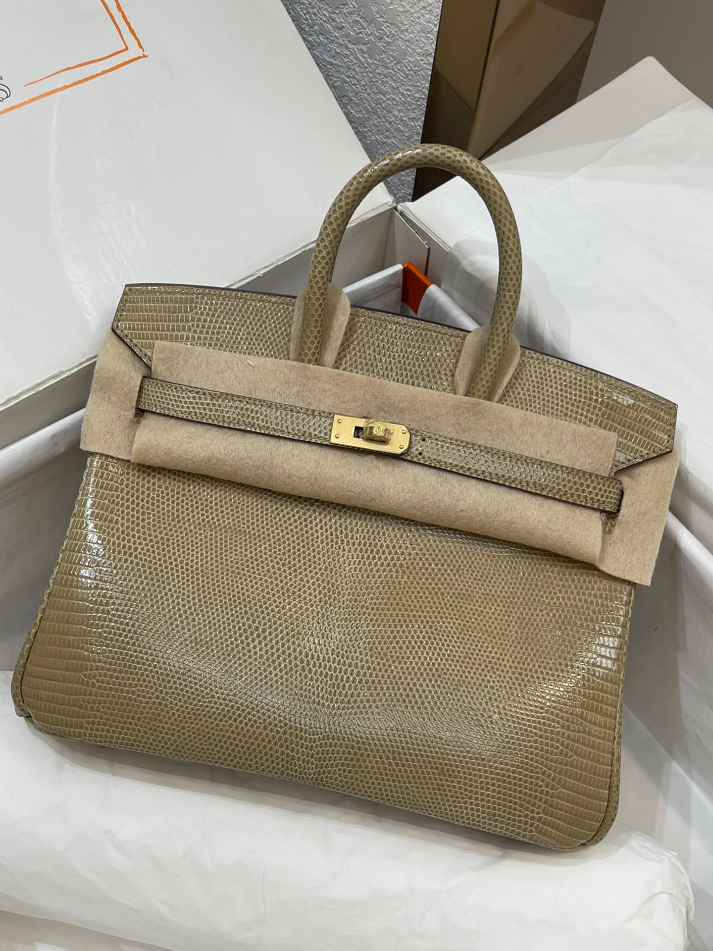 Lizard skin Gris Corde Birkin 25-30cm