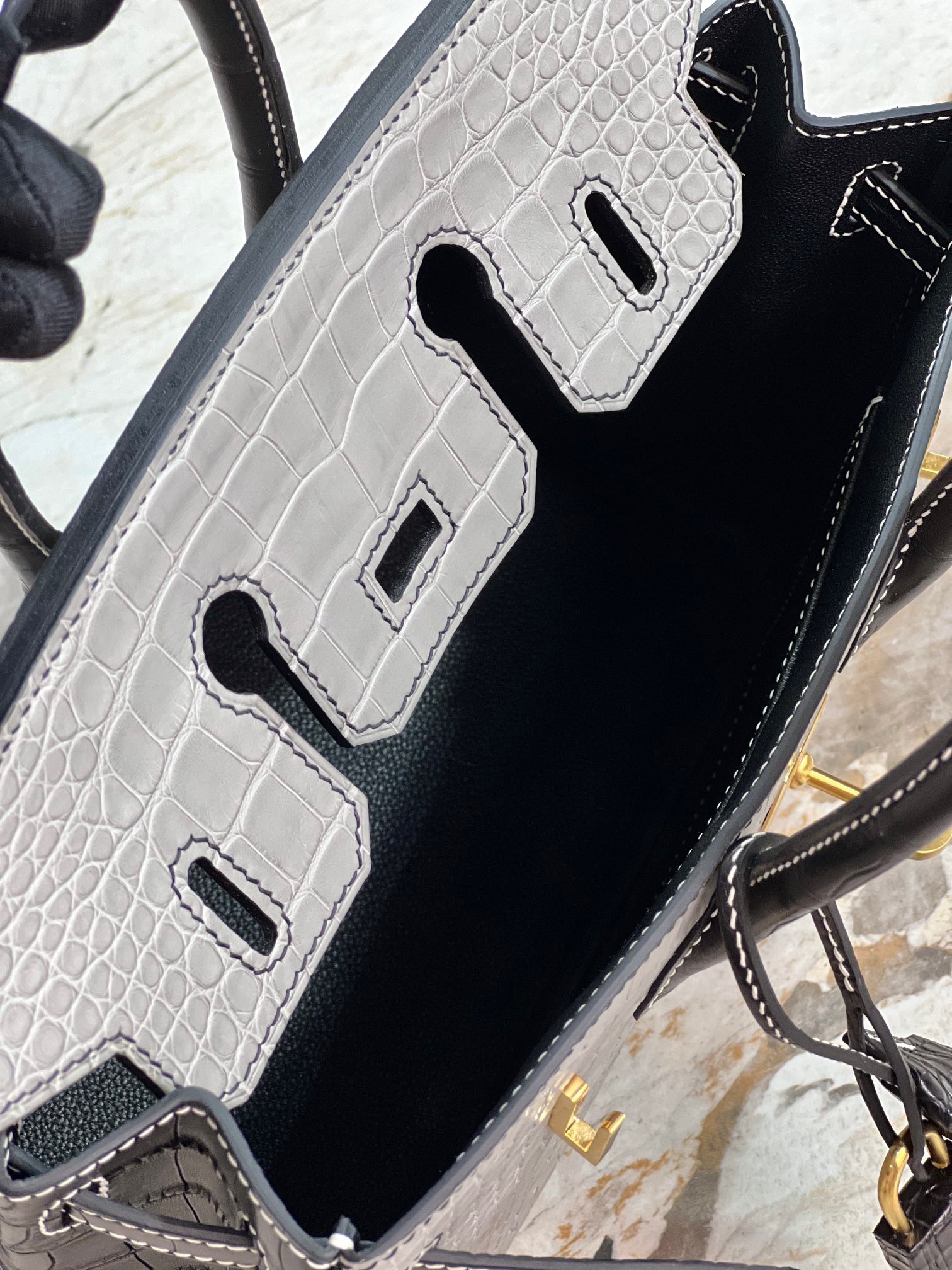 Crocodile leather color blocking Birkin 25-35cm