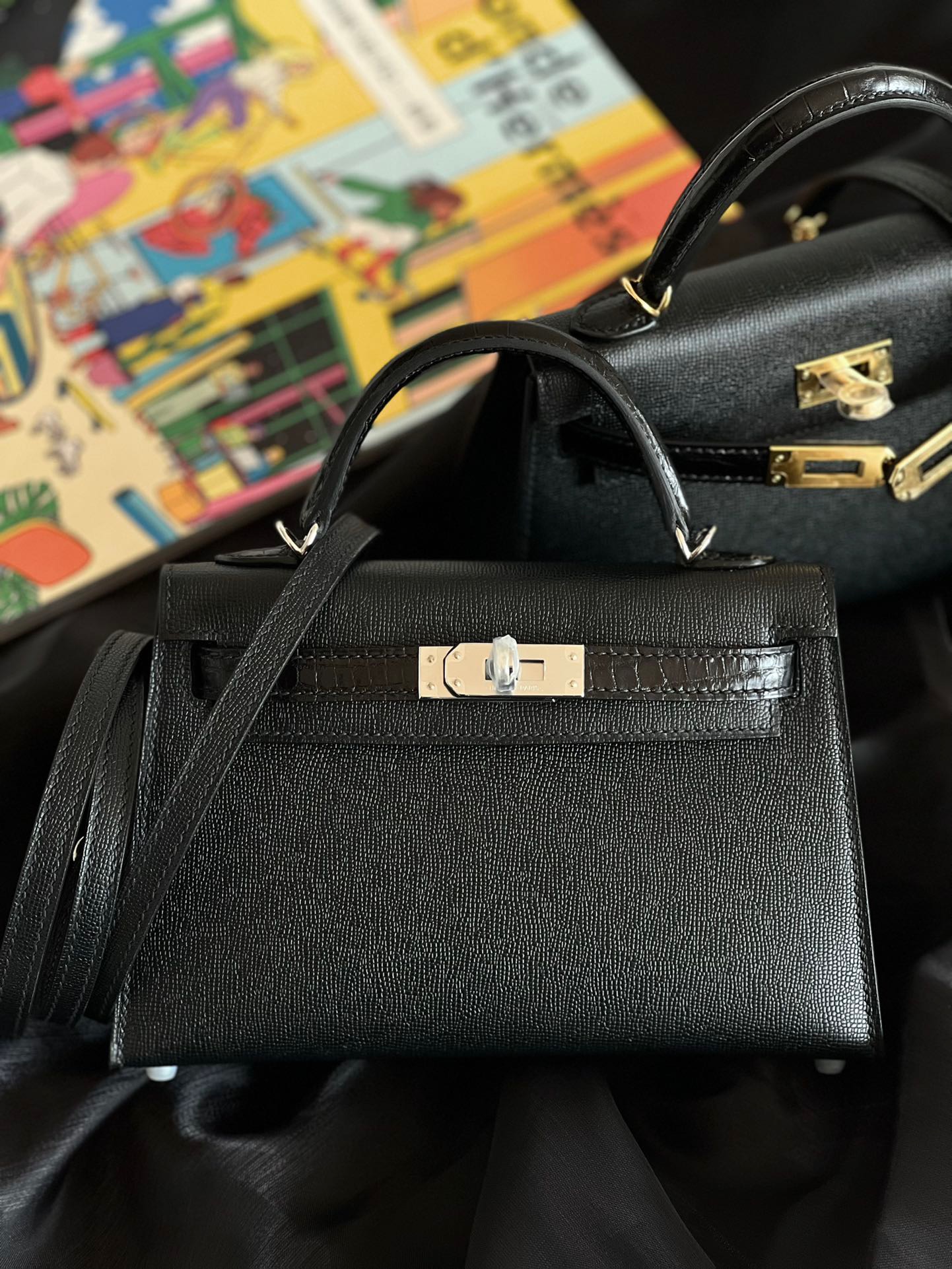 Hermes  Mini Kelly Touch #89 Nolr Crocodile Epsom