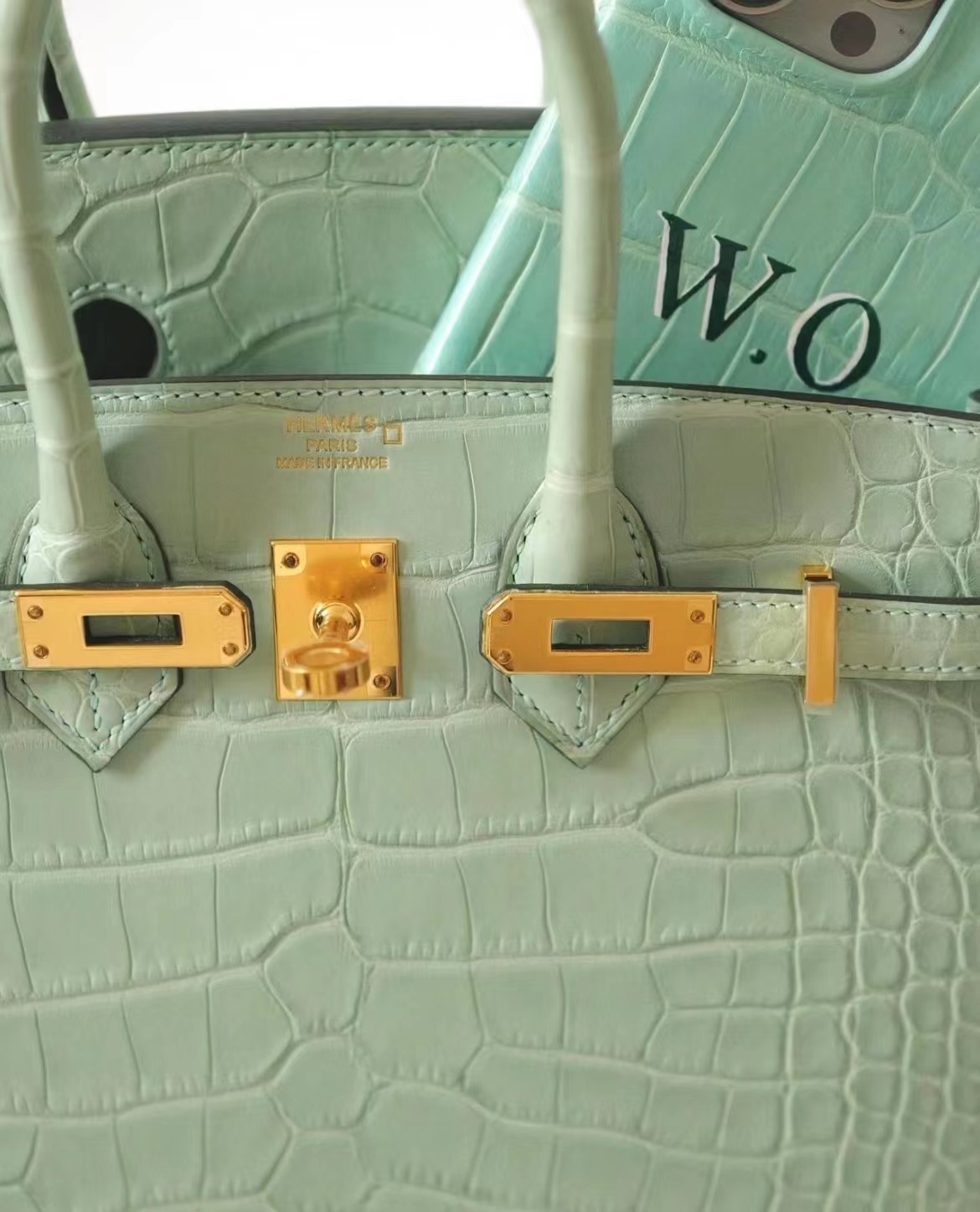Crocodile leather #6U Vert d`Eau Birkin 25-30cm