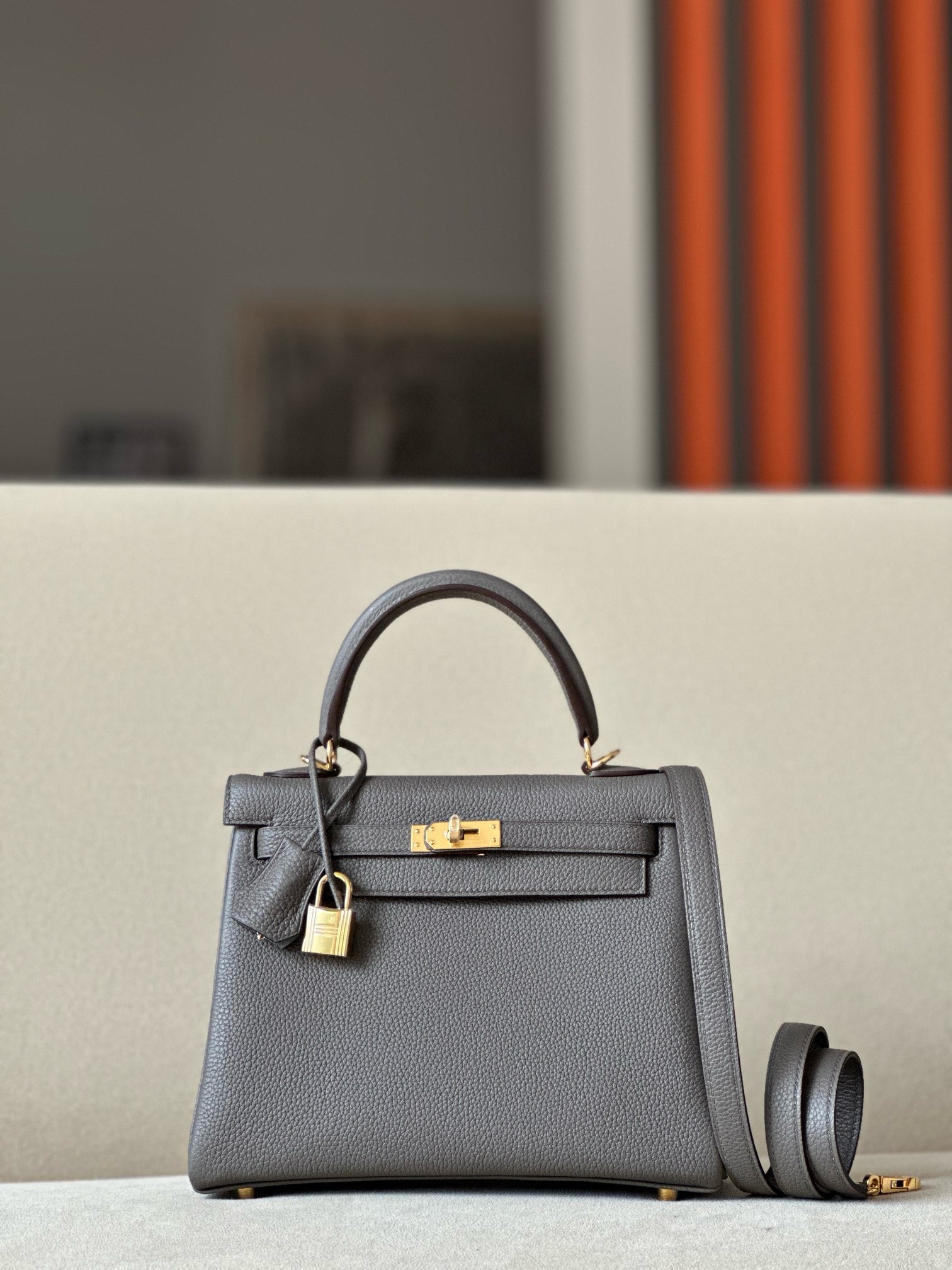 Hermes Kelly #8F Etain 25-32cm Togo