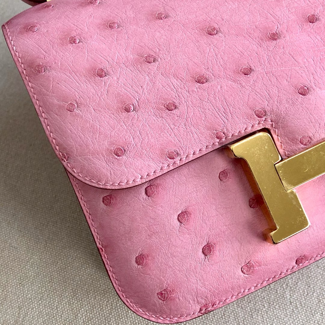 Hermes Constance #L4 Rose Bubblegum  Ostrich