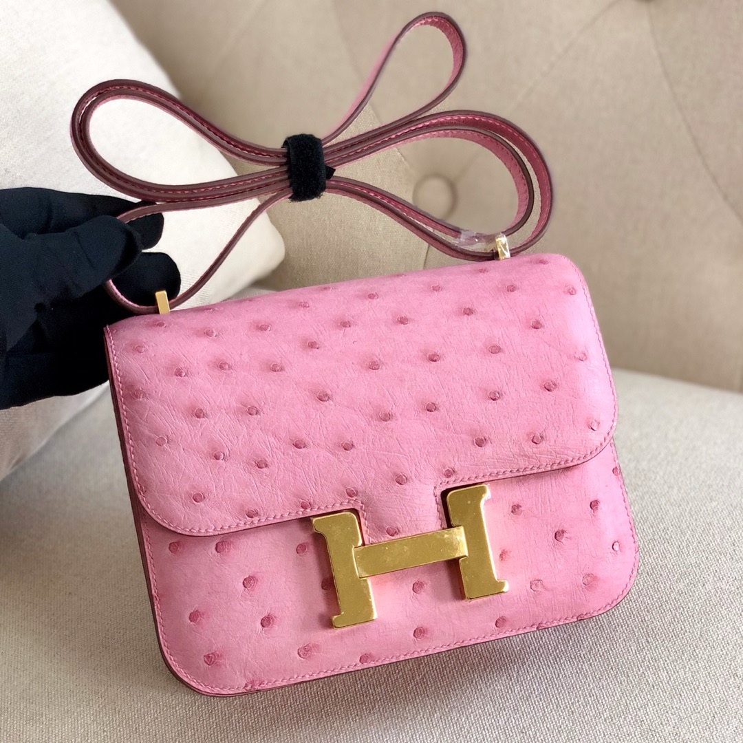 Hermes Constance #L4 Rose Bubblegum  Ostrich