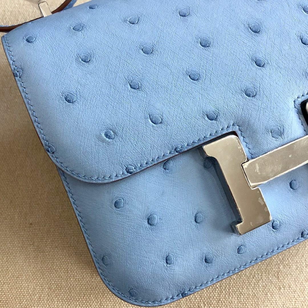 Hermes Constance  #T0 Blue Brume  Ostrich