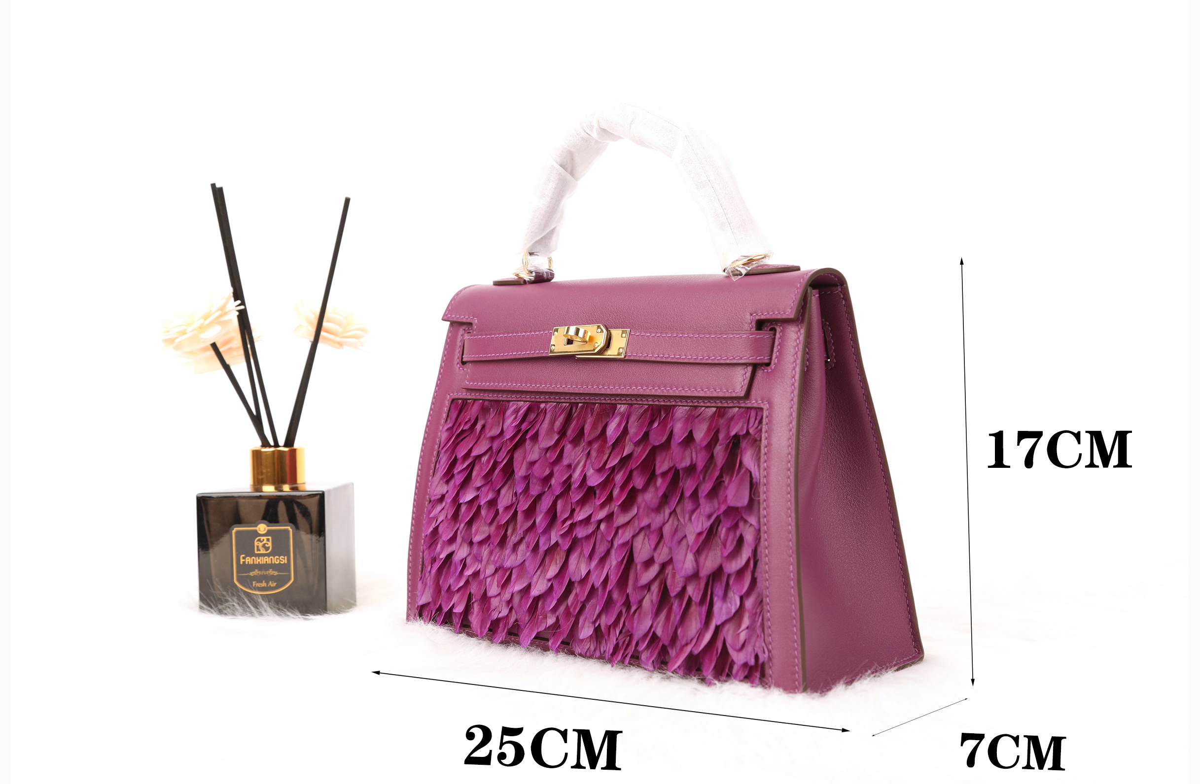 Hermes Tadelakt Kelly #5H Cyclamen 25cm