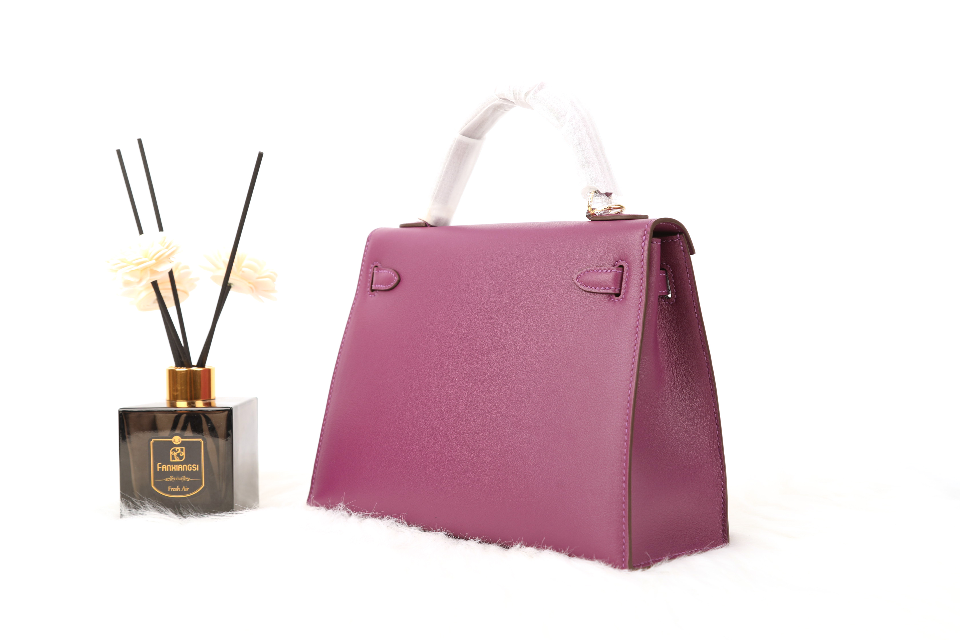 Hermes Tadelakt Kelly #5H Cyclamen 25cm