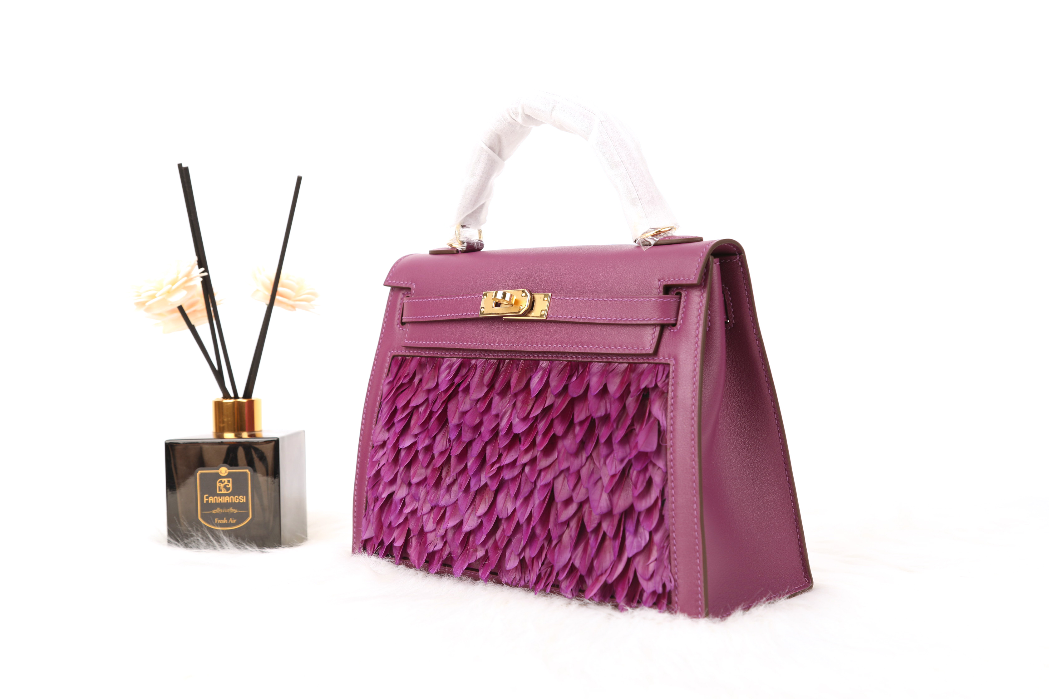 Hermes Tadelakt Kelly #5H Cyclamen 25cm