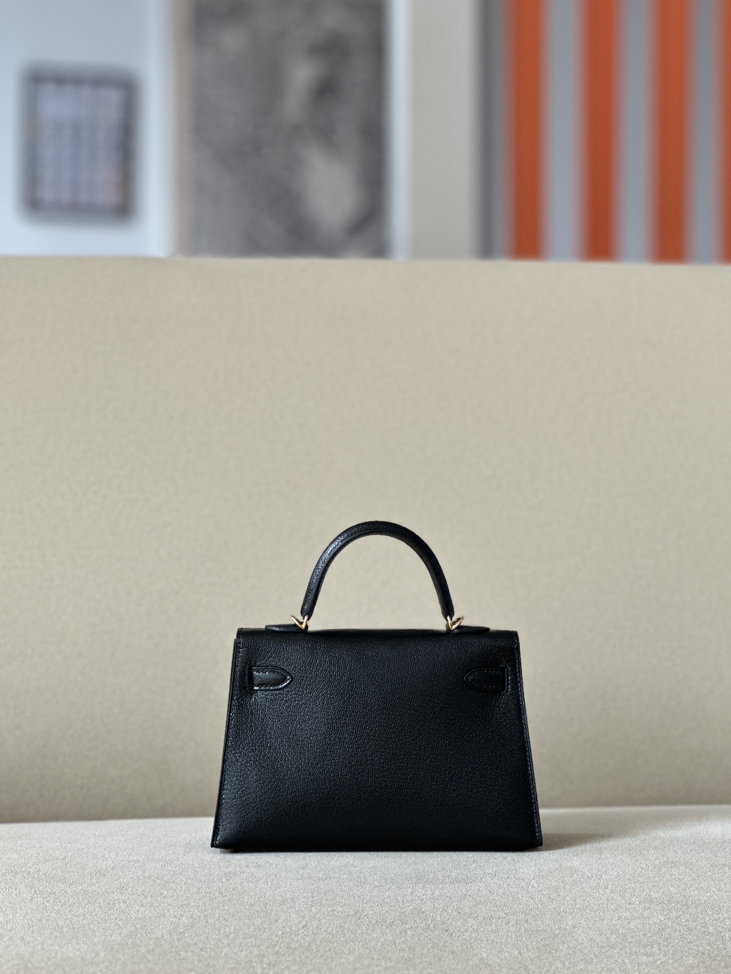 Hermes Mini Kelly  #89 Nolr  Goatskin