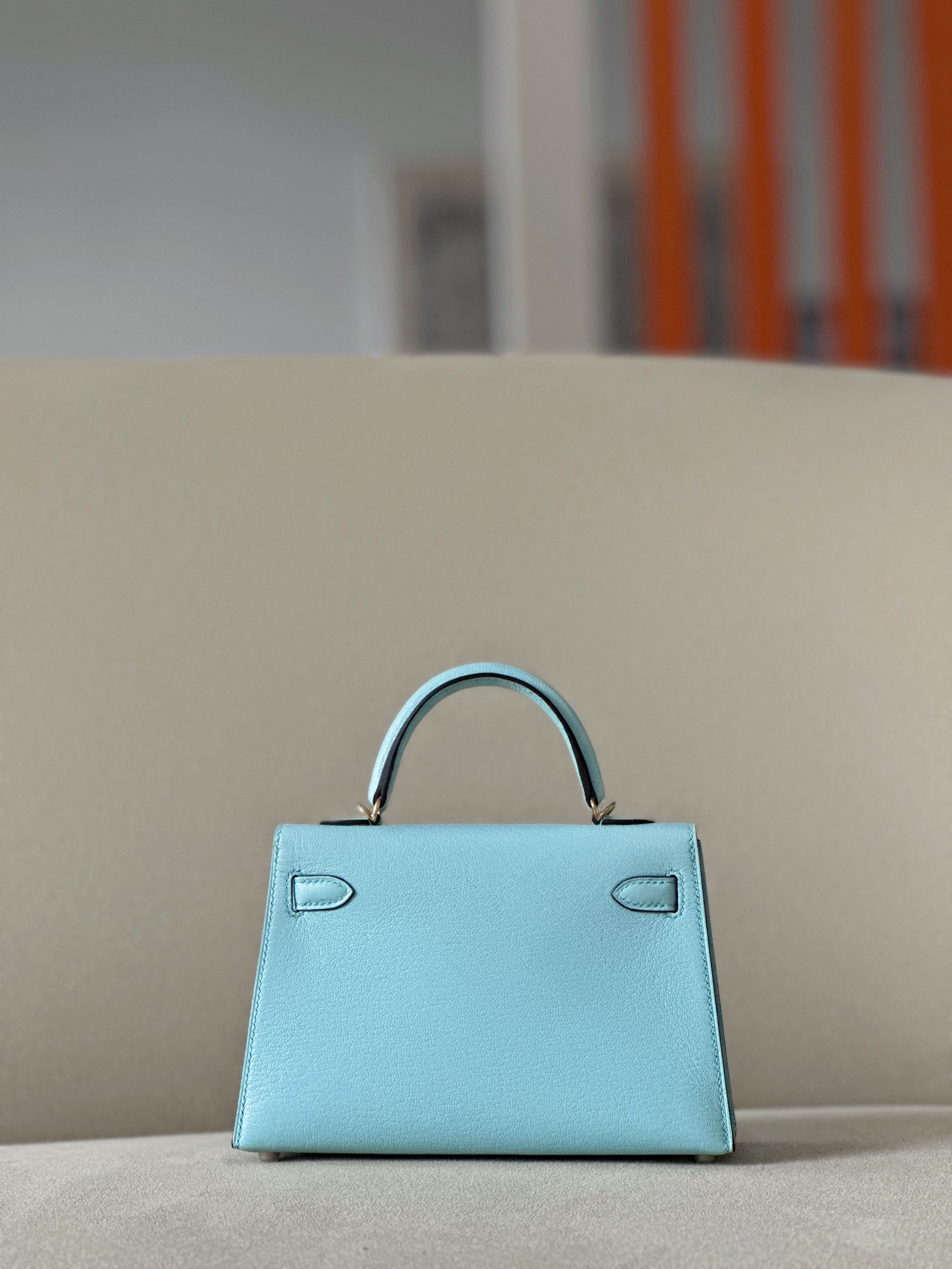 Hermes Mini Kelly  #U2 Blue Zephyr  Goatskin