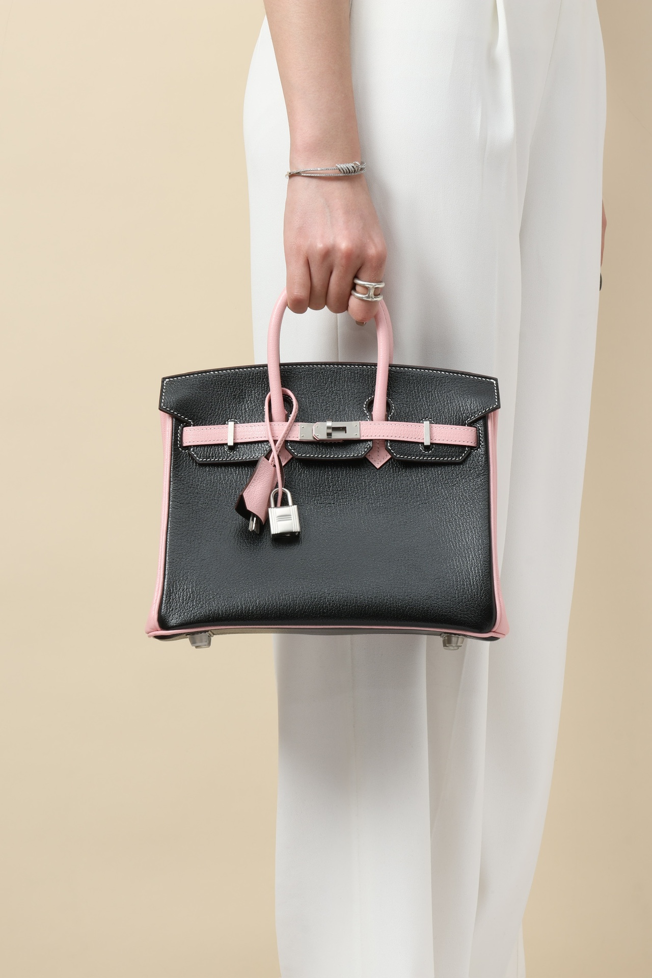 Hermes Birkin  Color block 25-35cm Goatskin