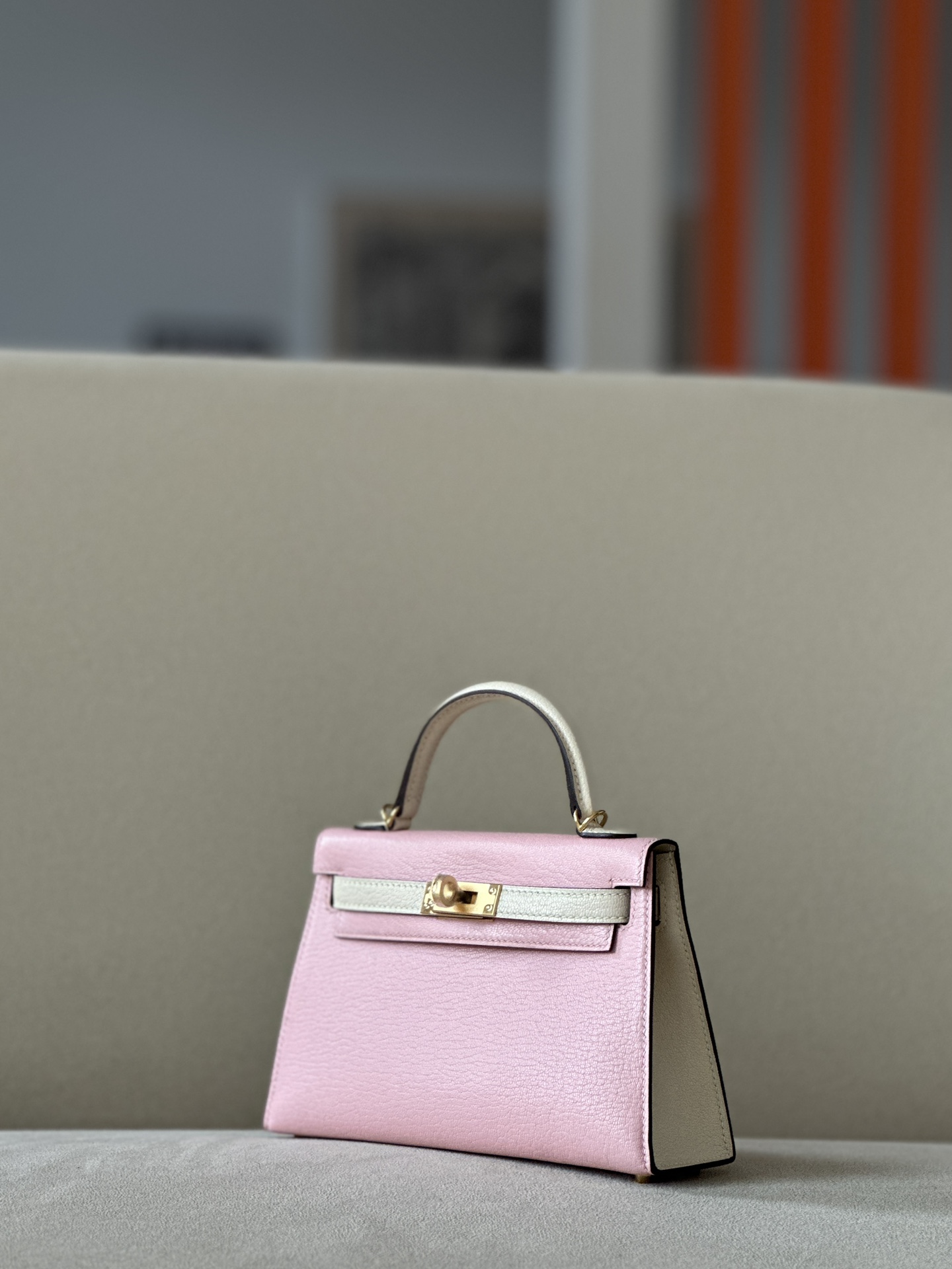 Hermes Mini Kelly  Color blocking  Goatskin