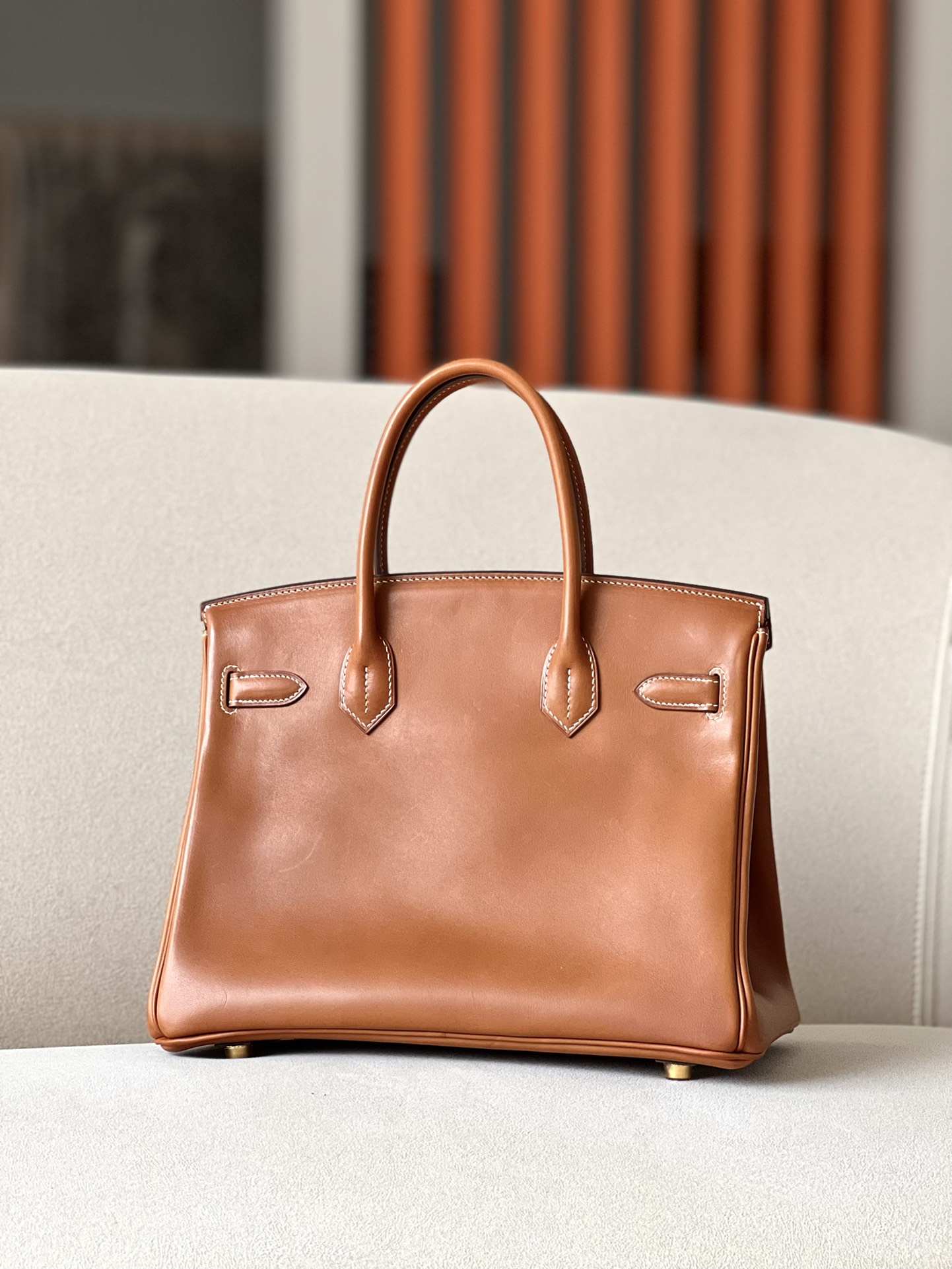 Hermes Birkin #37 Gold brown 25-35cm Barenia Faubourg