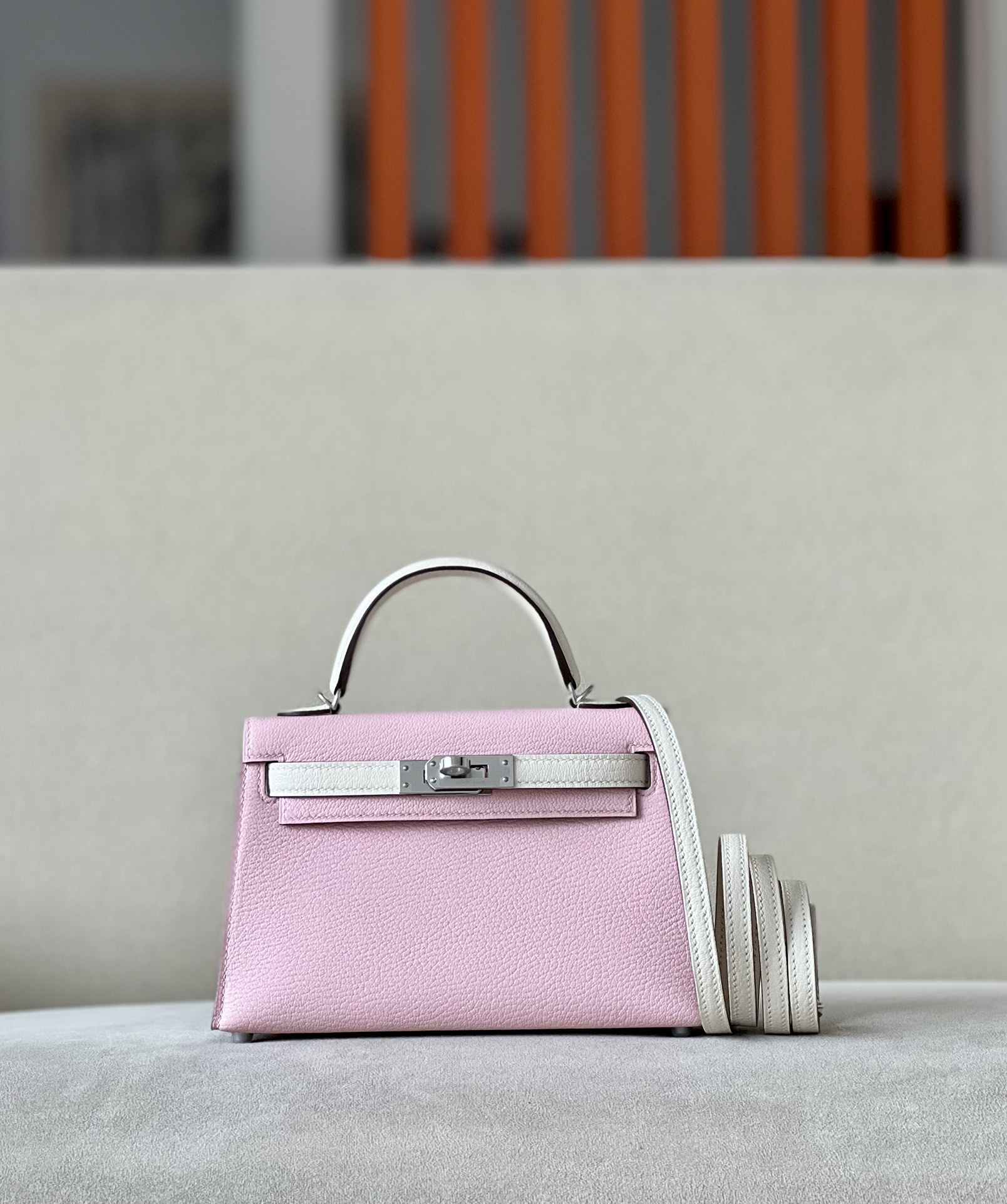 Hermes Mini Kelly  Color blocking  Goatskin