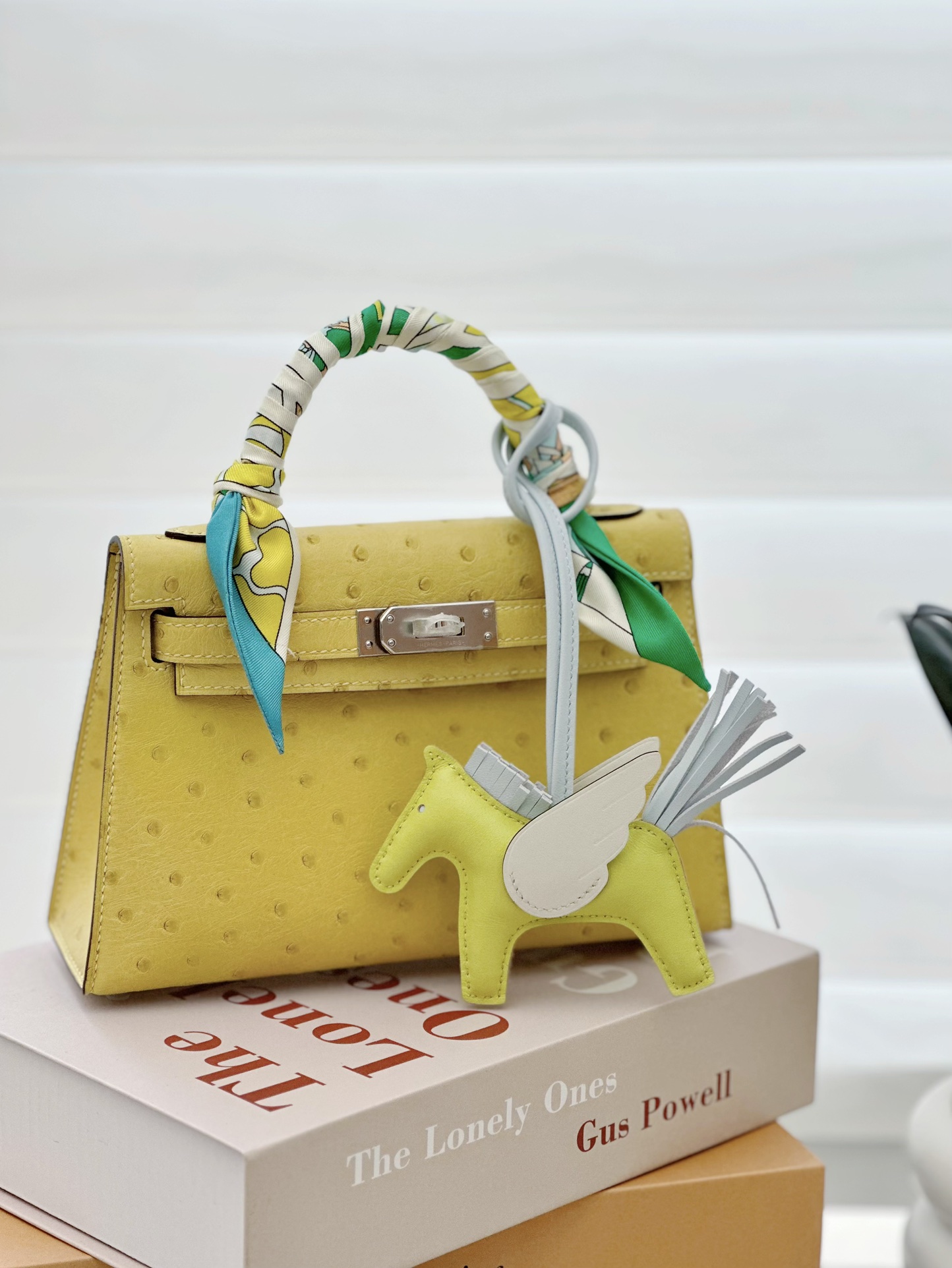 Hermes Mini Kelly  #9N Jaunce Citron  Ostrich