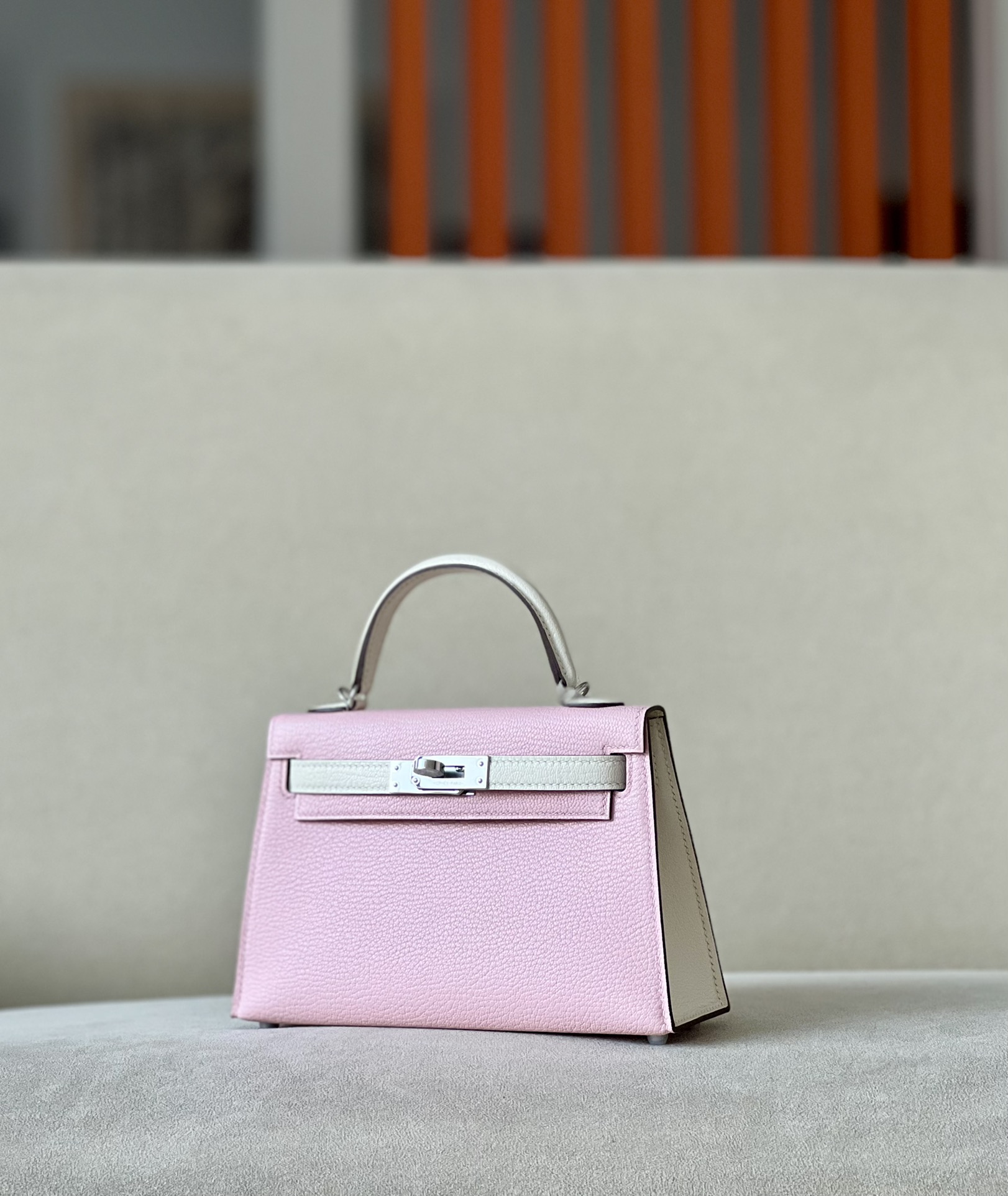 Hermes Mini Kelly  Color blocking  Goatskin