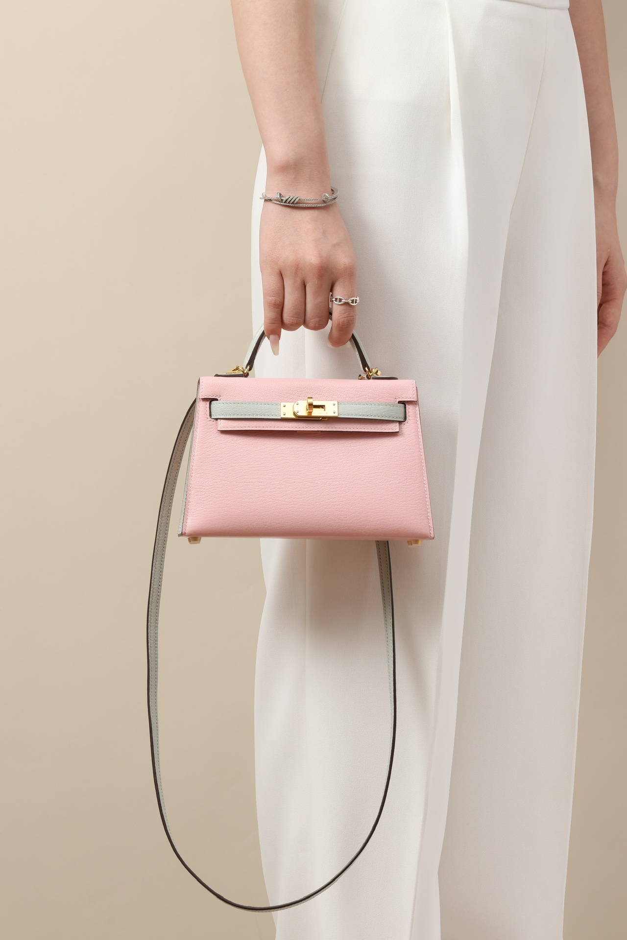 Hermes Mini Kelly  Color blocking  Goatskin