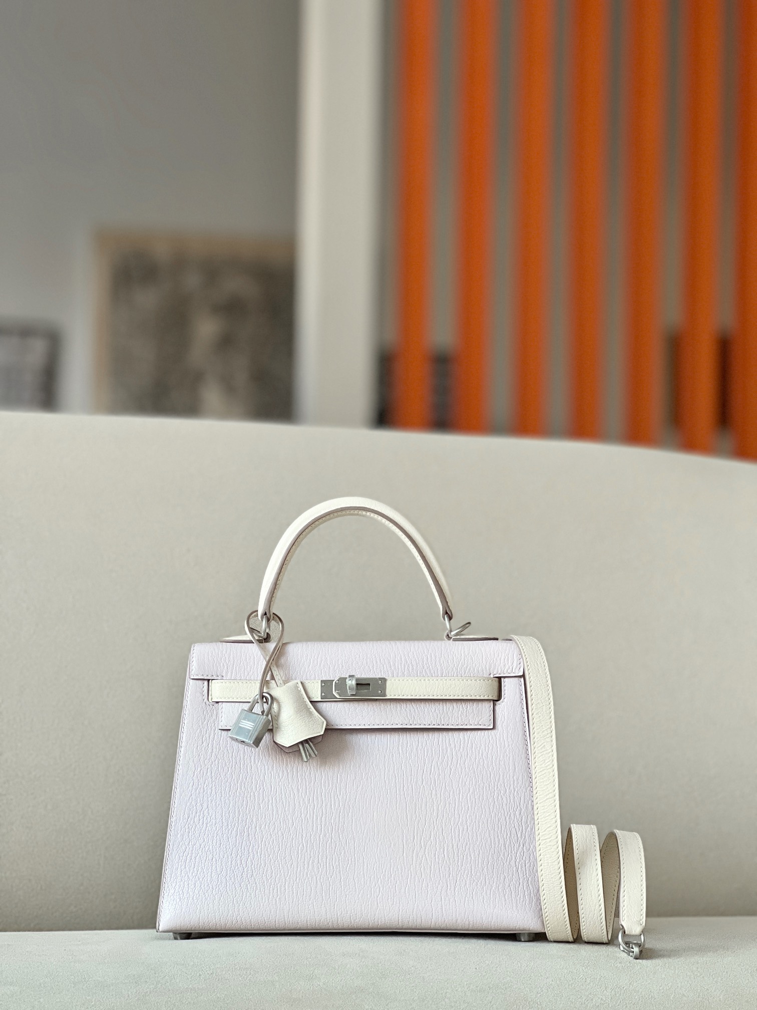 Hermes Kelly 25-28cm  Color blocking Goatskin