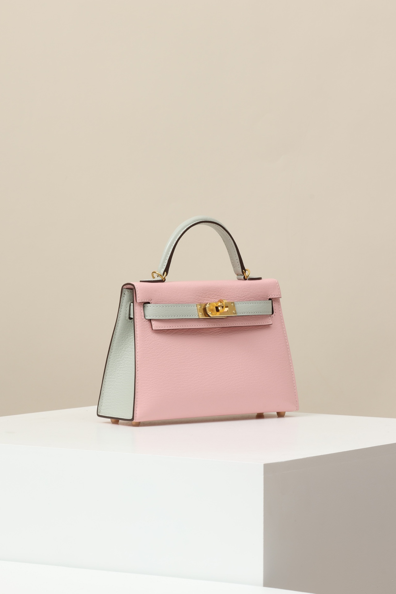 Hermes Mini Kelly  Color blocking  Goatskin