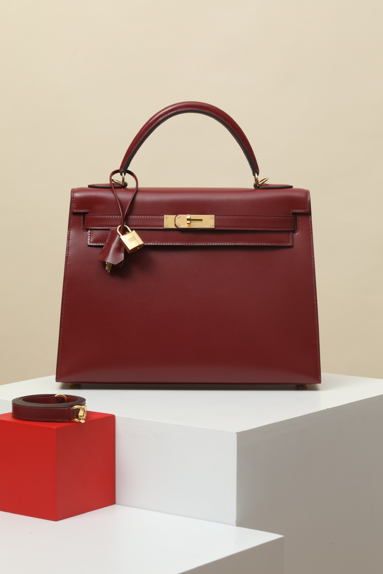 Hermes Kelly #55 Rouge H 25-28cm BOX Selier