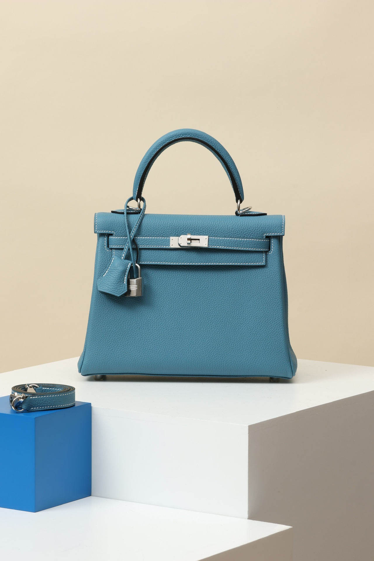 Hermes Kelly #75 Blue Jean 25-32cm Togo